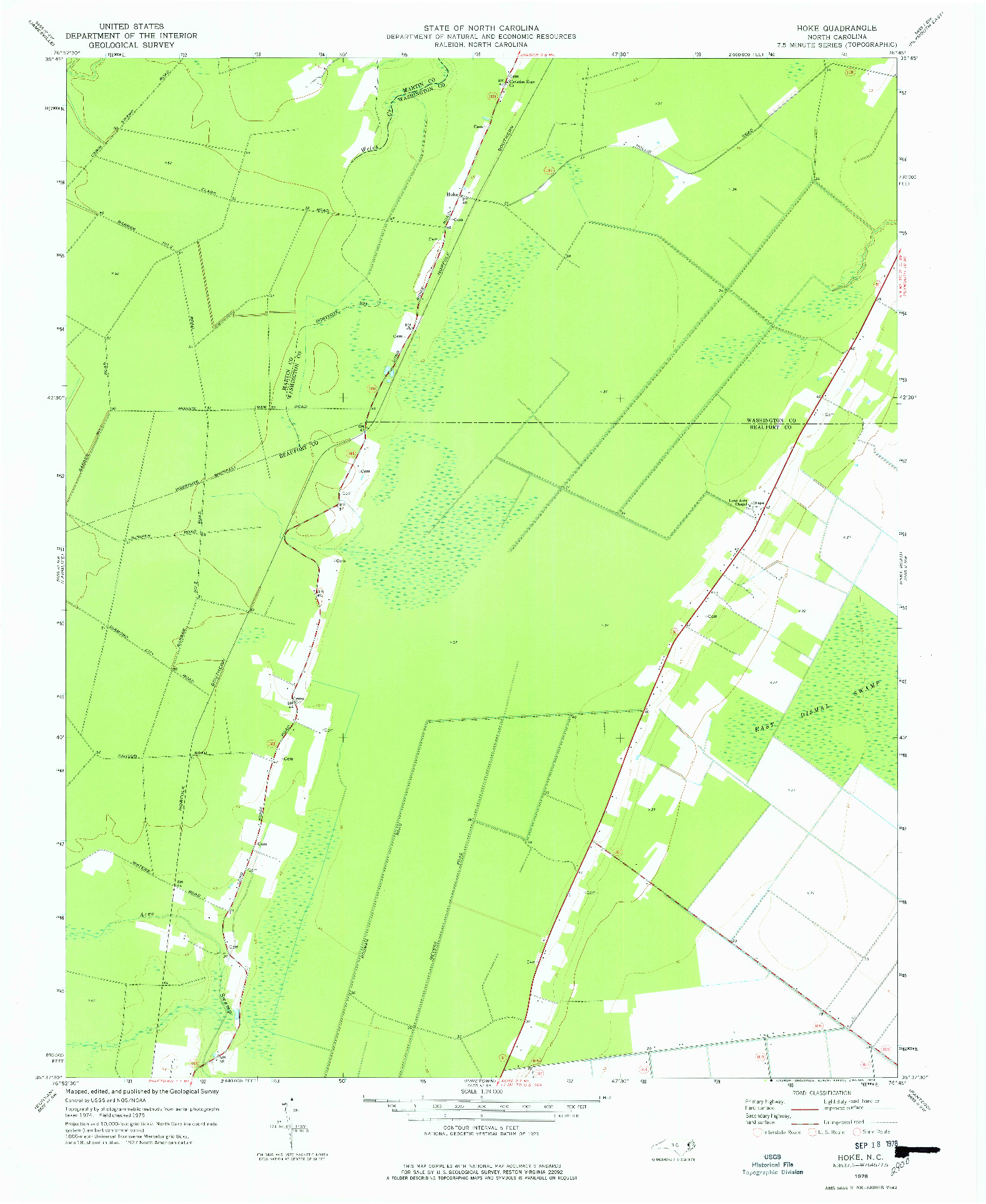 USGS 1:24000-SCALE QUADRANGLE FOR HOKE, NC 1978