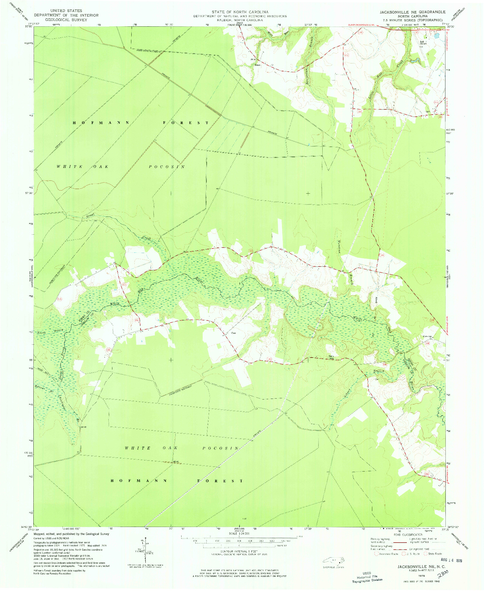 USGS 1:24000-SCALE QUADRANGLE FOR JACKSONVILLE NE, NC 1978