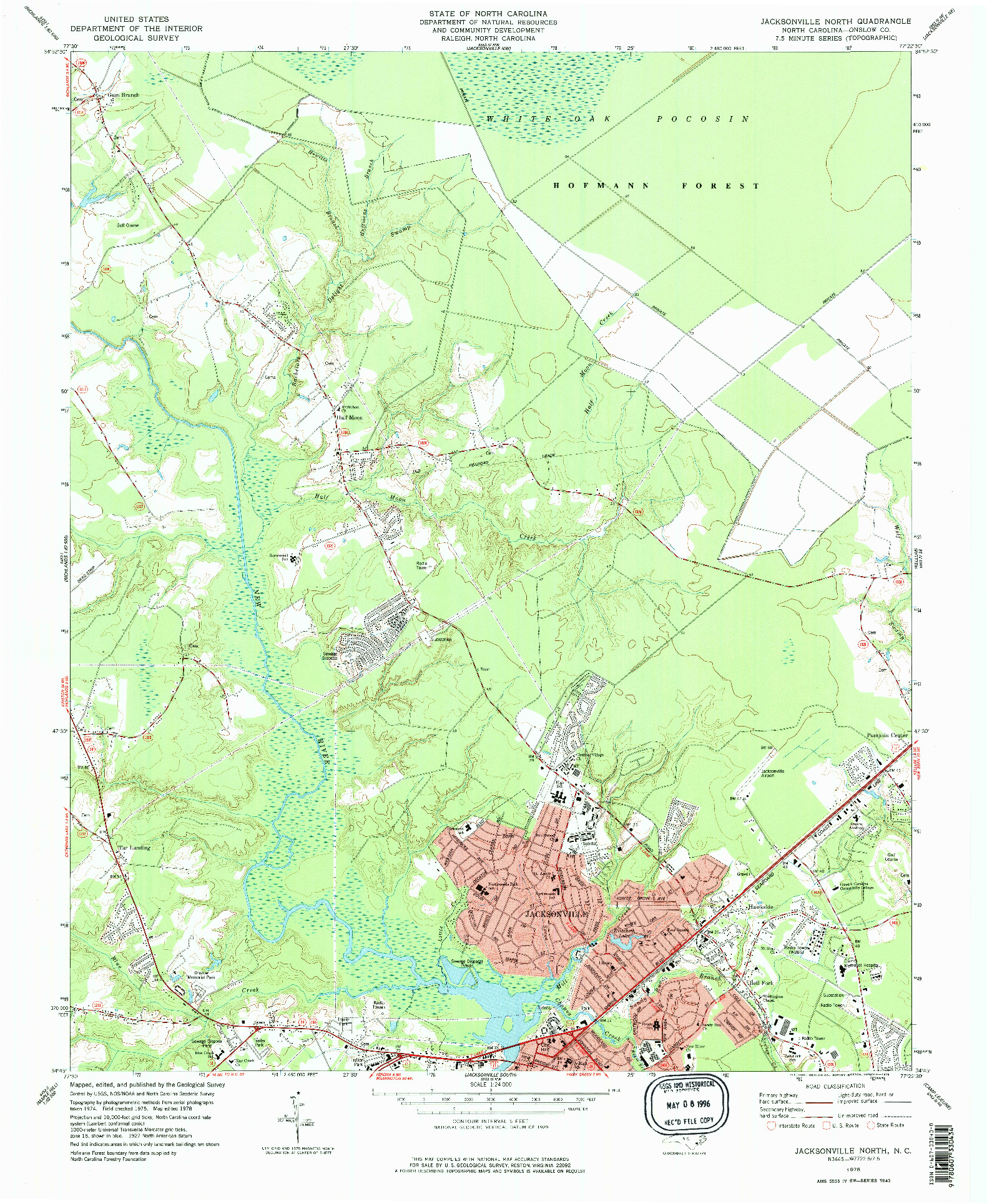 USGS 1:24000-SCALE QUADRANGLE FOR JACKSONVILLE NORTH, NC 1978