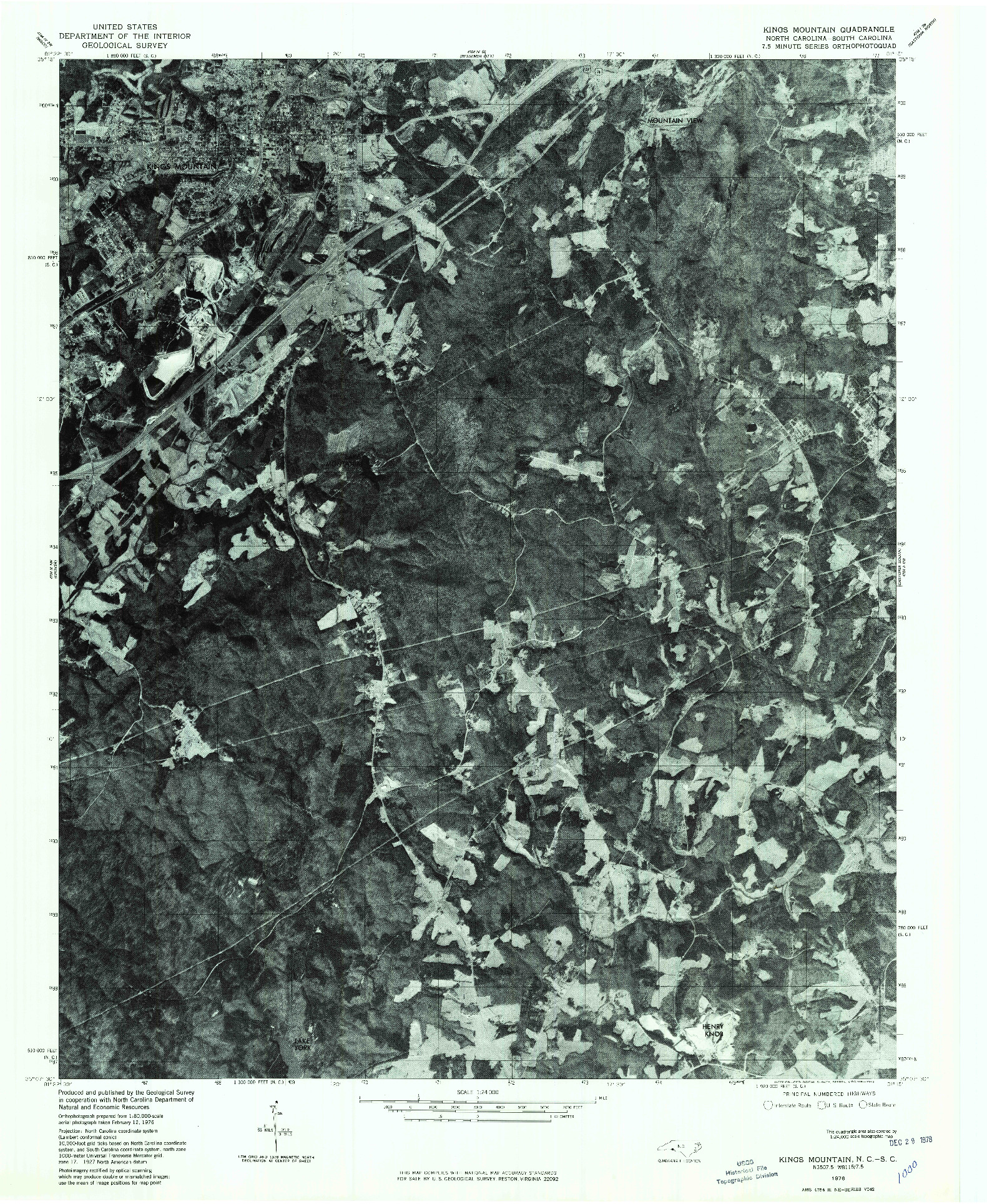 USGS 1:24000-SCALE QUADRANGLE FOR KINGS MOUNTAIN, NC 1976