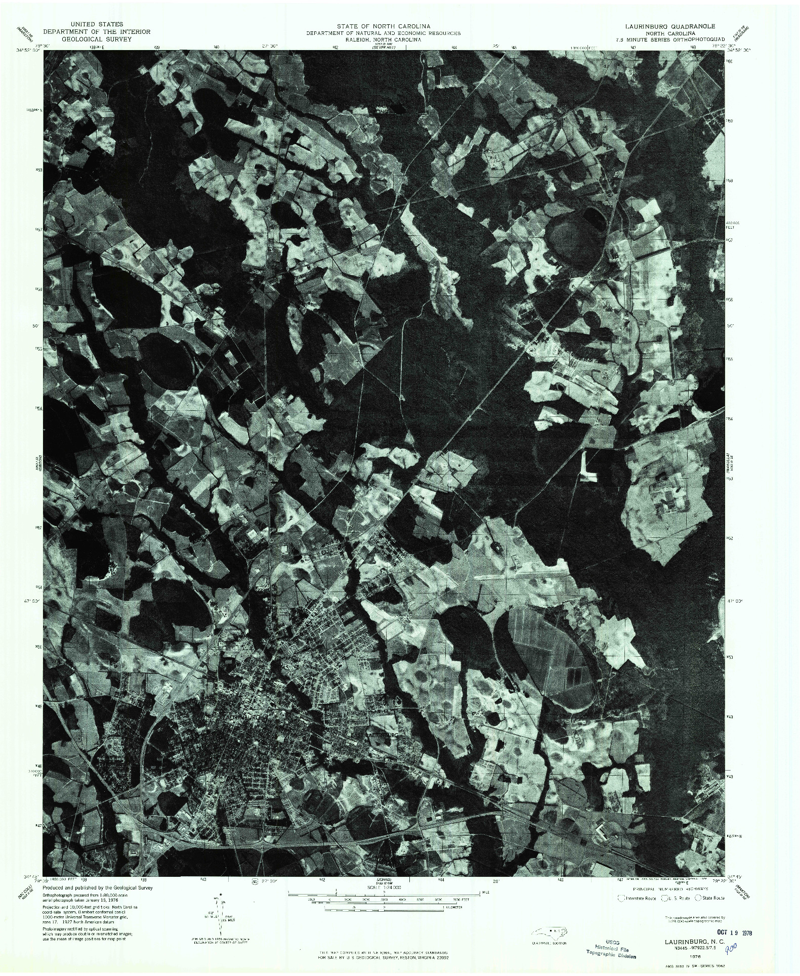 USGS 1:24000-SCALE QUADRANGLE FOR LAURINBURG, NC 1976
