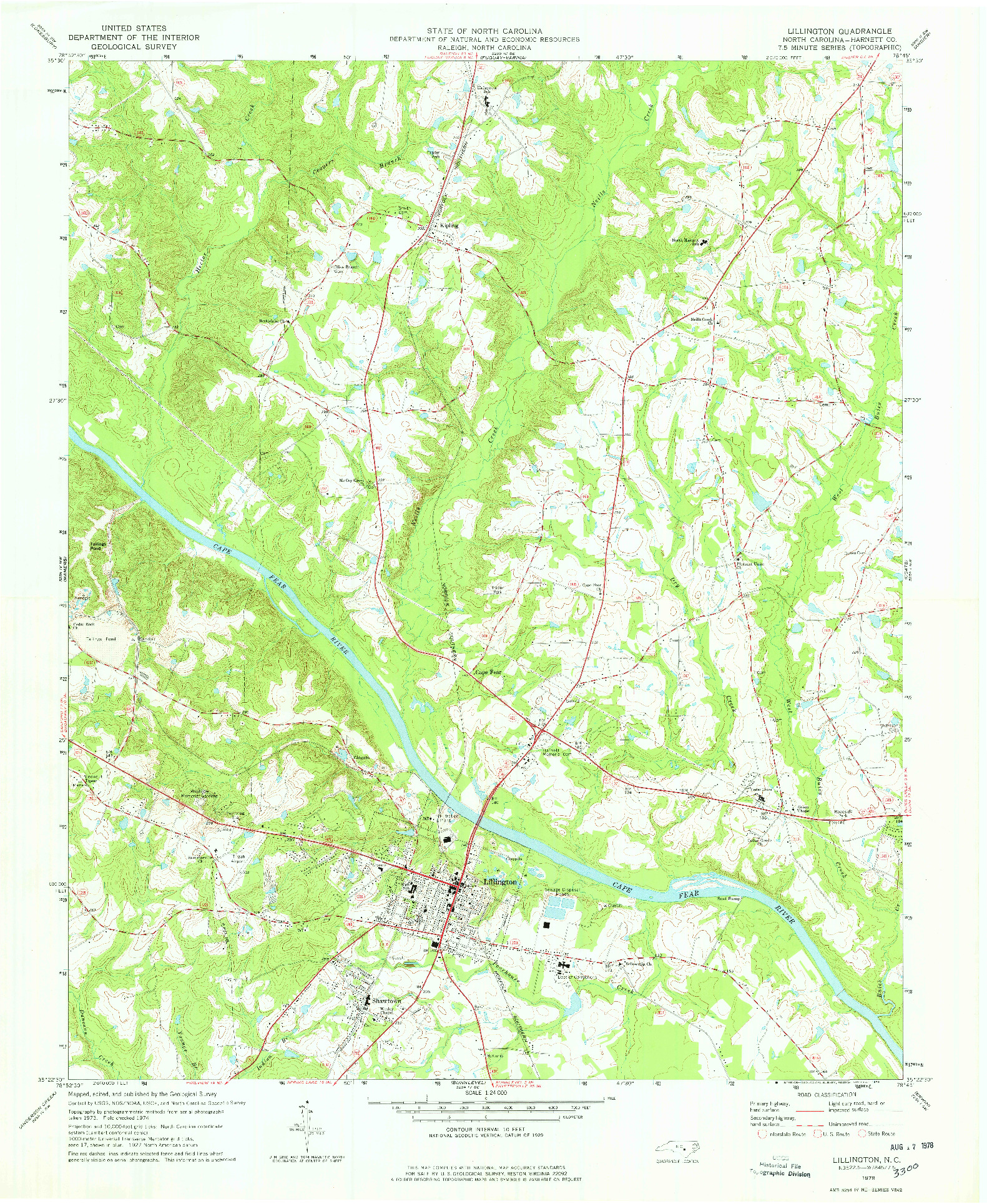 USGS 1:24000-SCALE QUADRANGLE FOR LILLINGTON, NC 1978