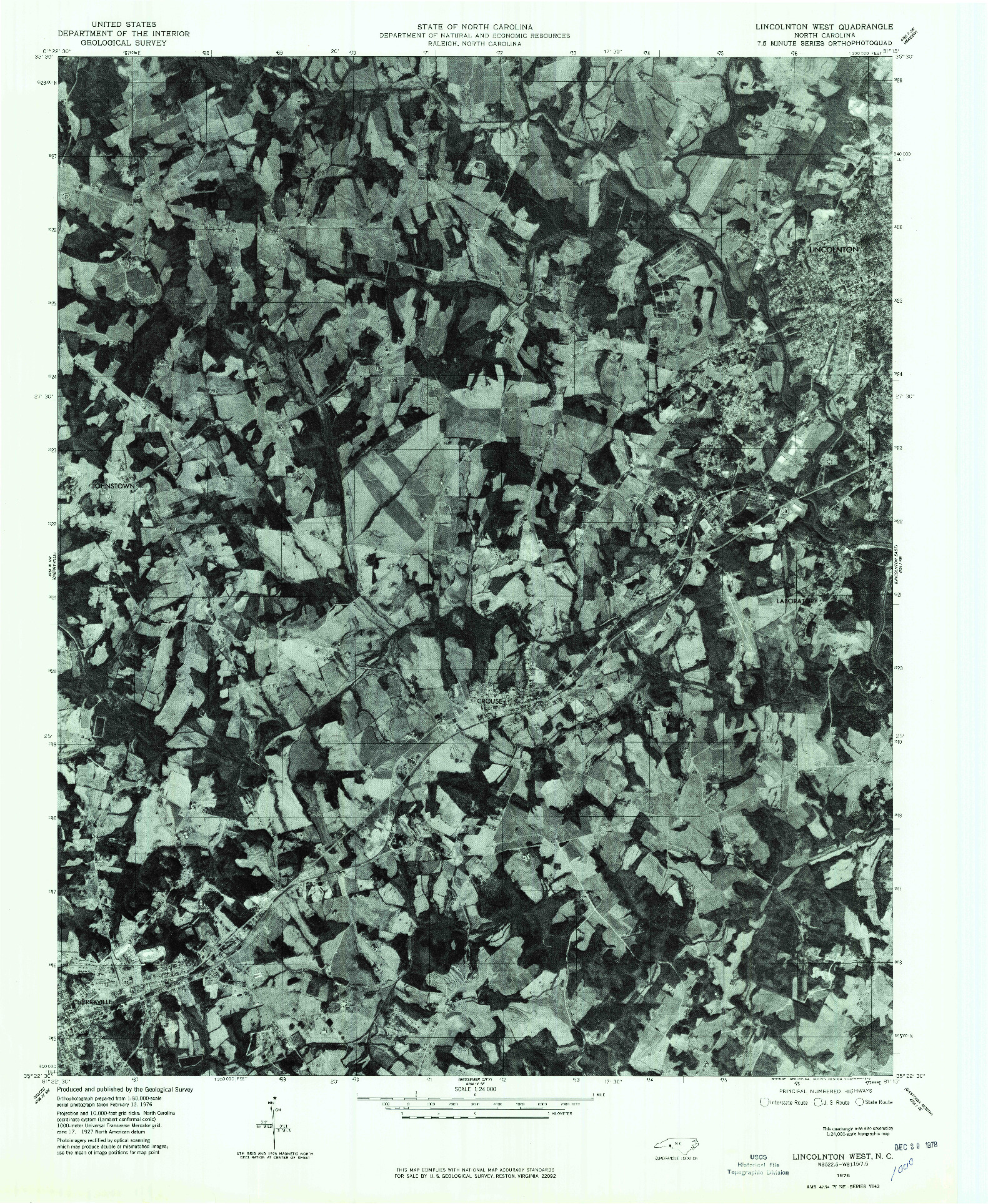 USGS 1:24000-SCALE QUADRANGLE FOR LINCOLNTON WEST, NC 1976