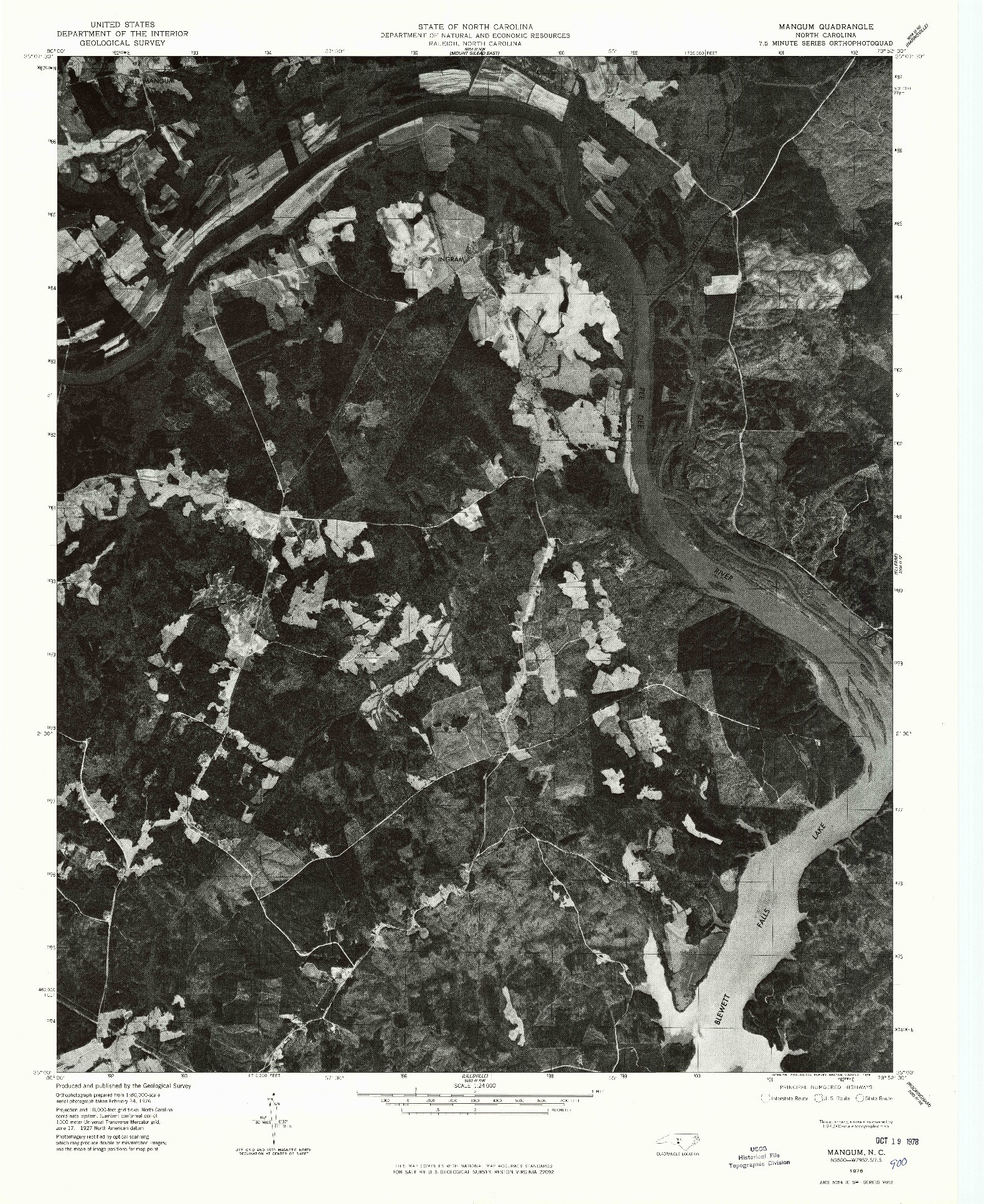 USGS 1:24000-SCALE QUADRANGLE FOR MANGUM, NC 1976