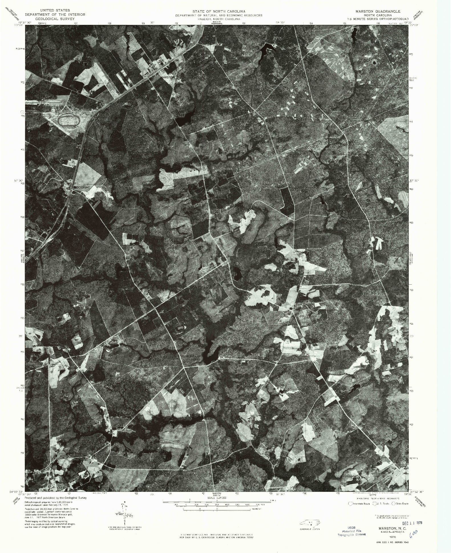 USGS 1:24000-SCALE QUADRANGLE FOR MARSTON, NC 1976