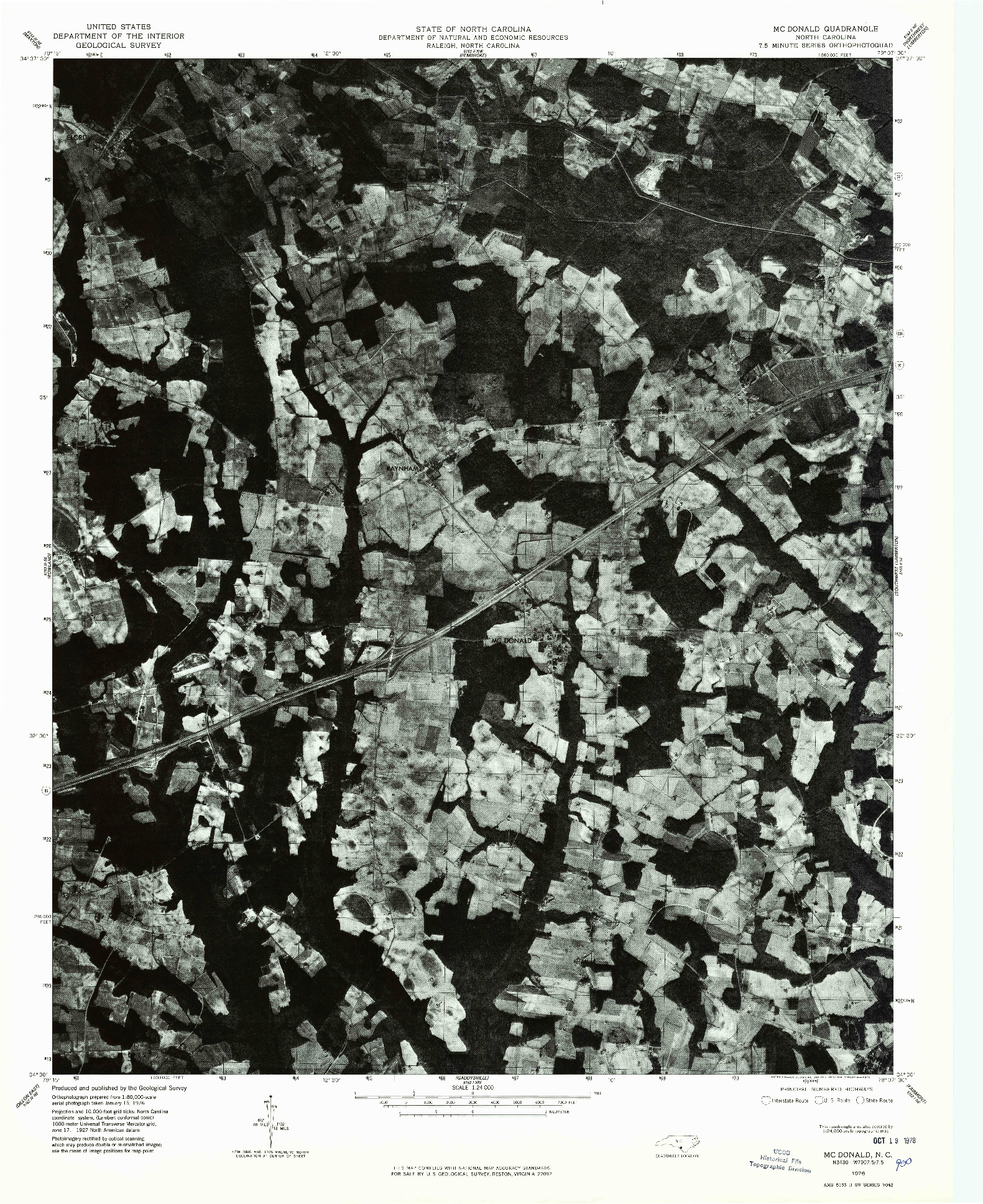 USGS 1:24000-SCALE QUADRANGLE FOR MC DONALD, NC 1976