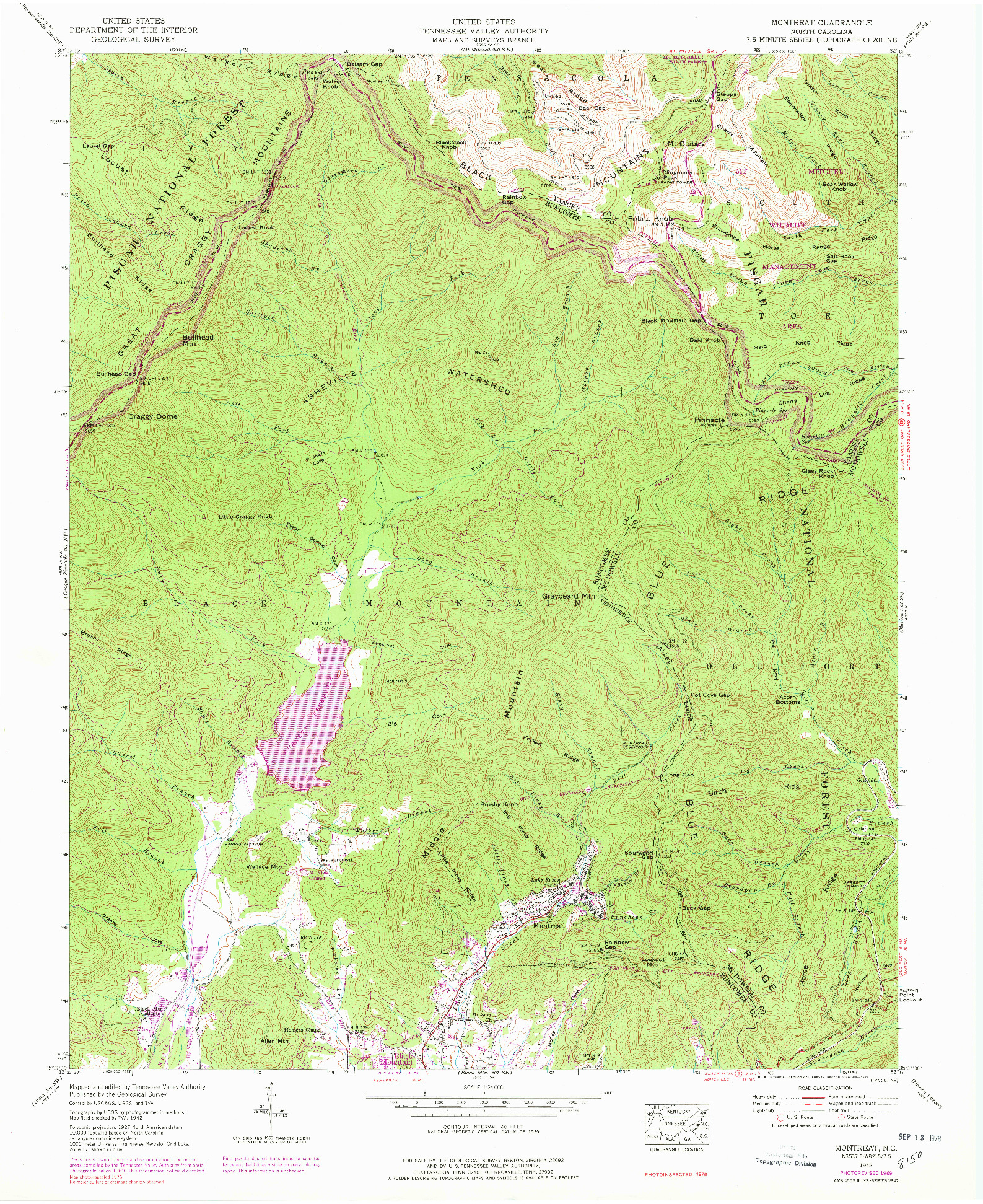 USGS 1:24000-SCALE QUADRANGLE FOR MONTREAT, NC 1942