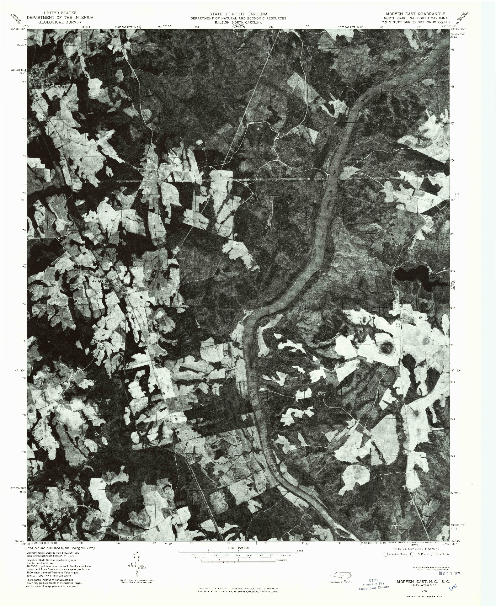 USGS 1:24000-SCALE QUADRANGLE FOR MORVEN EAST, NC 1976