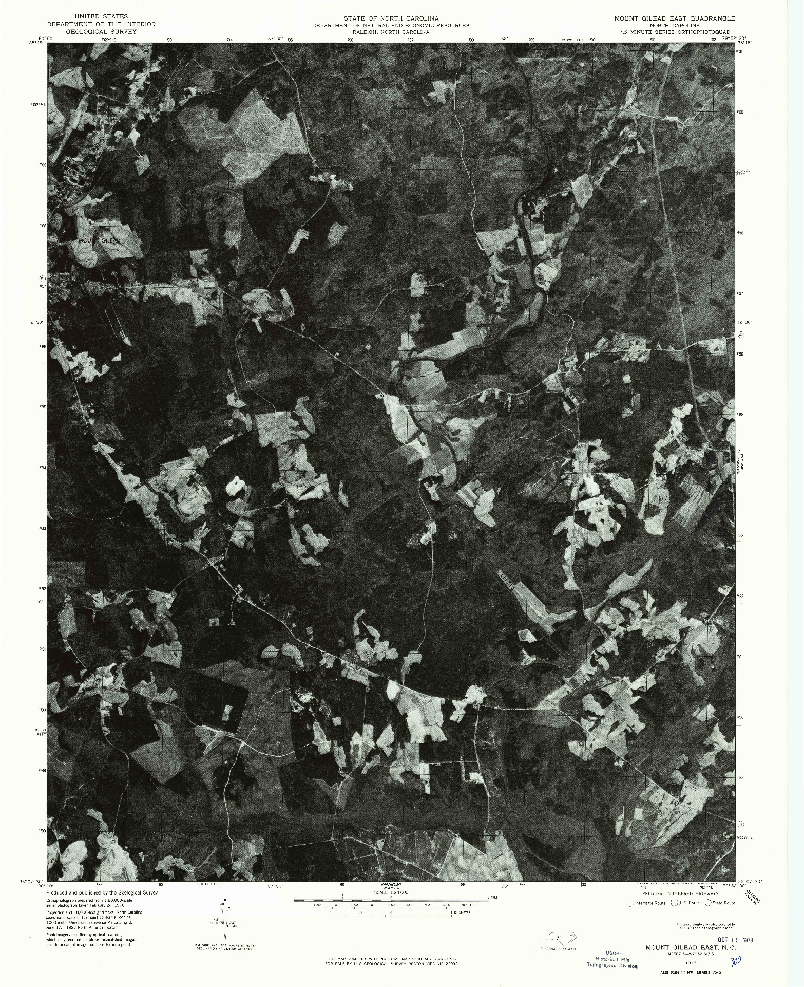 USGS 1:24000-SCALE QUADRANGLE FOR MOUNT GILEAD EAST, NC 1976