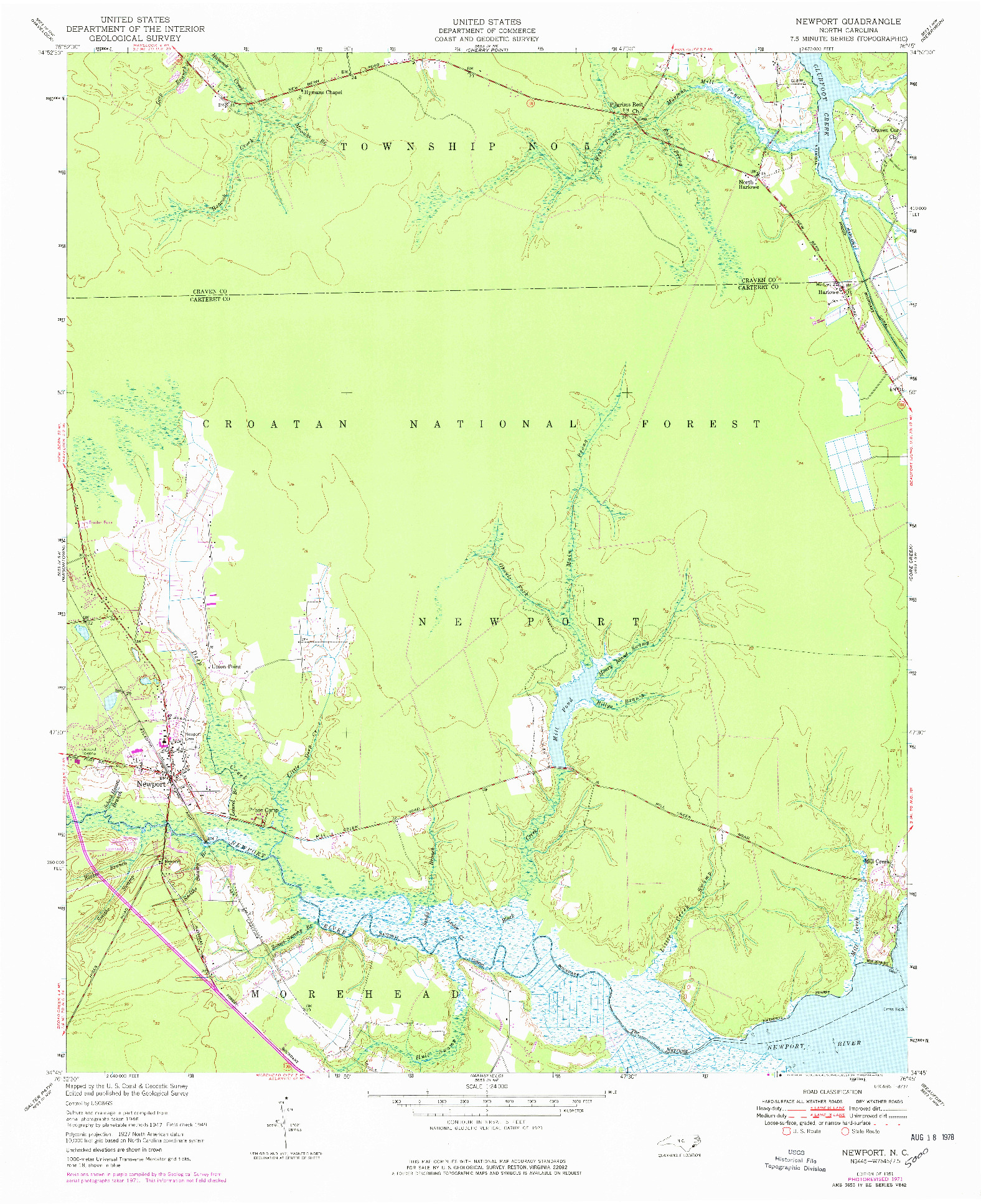 USGS 1:24000-SCALE QUADRANGLE FOR NEWPORT, NC 1951