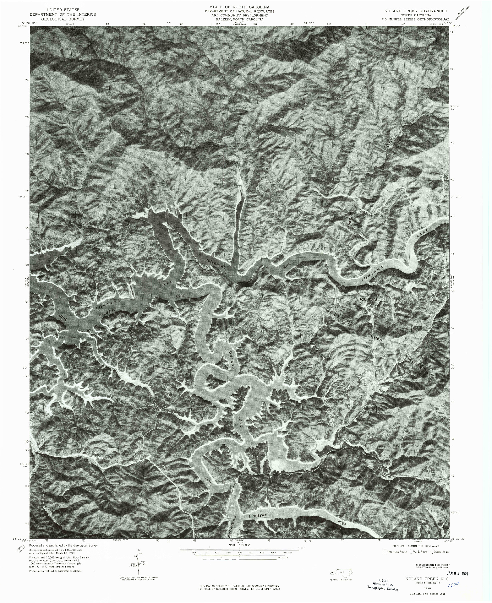 USGS 1:24000-SCALE QUADRANGLE FOR NOLAND CREEK, NC 1976