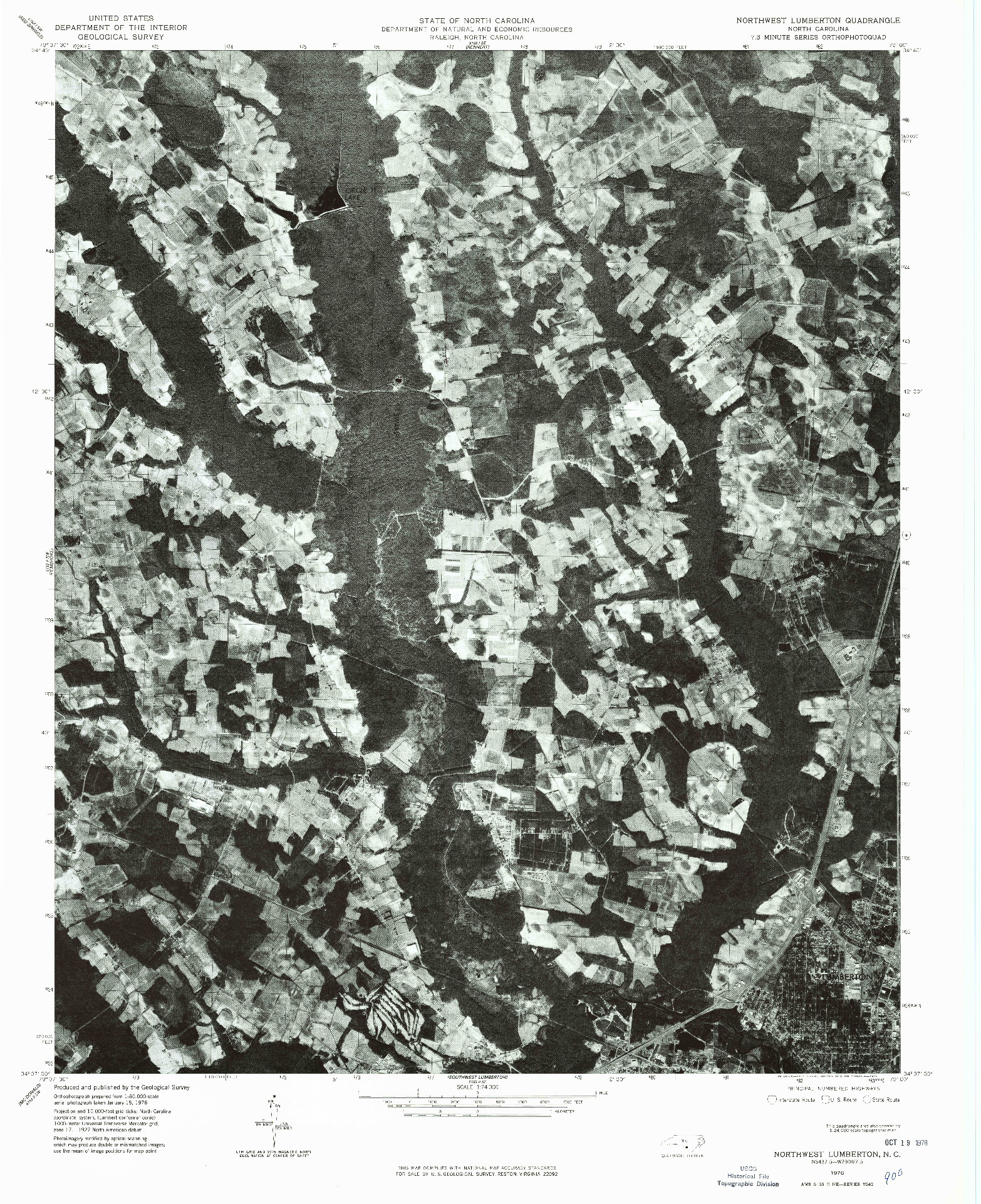USGS 1:24000-SCALE QUADRANGLE FOR NORTHWEST LUMBERTON, NC 1976
