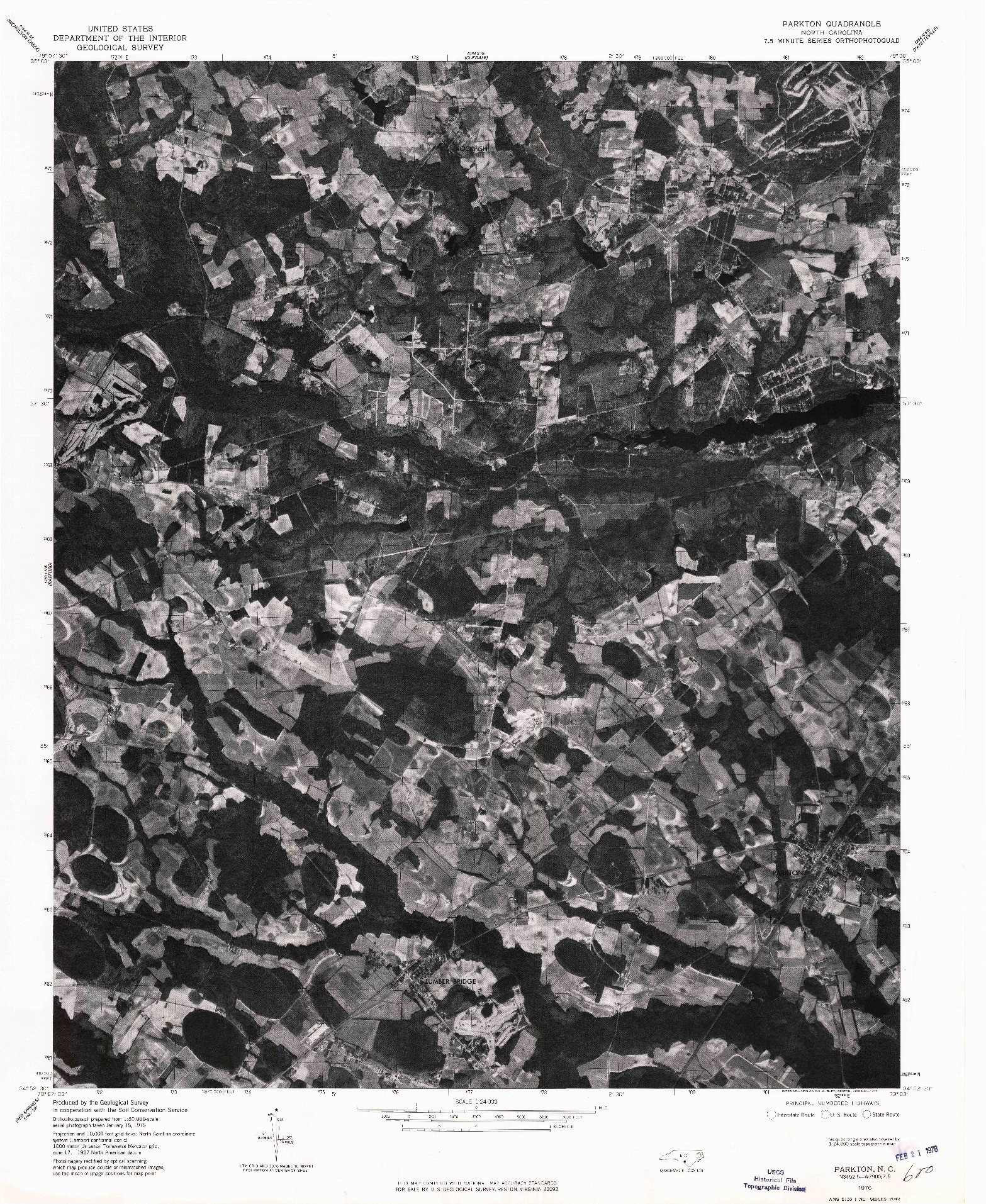 USGS 1:24000-SCALE QUADRANGLE FOR PARKTON, NC 1976