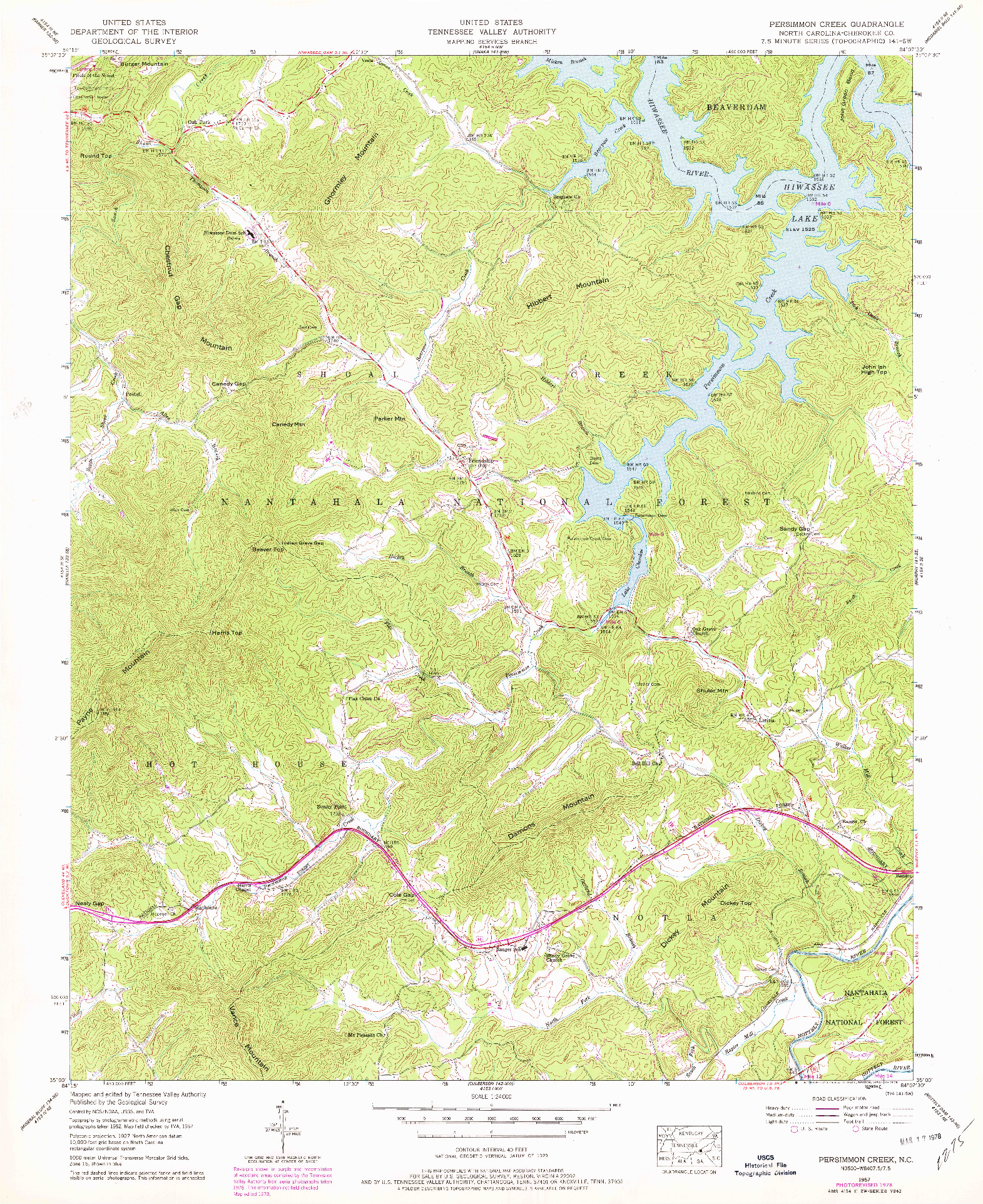 USGS 1:24000-SCALE QUADRANGLE FOR PERSIMMON CREEK, NC 1957