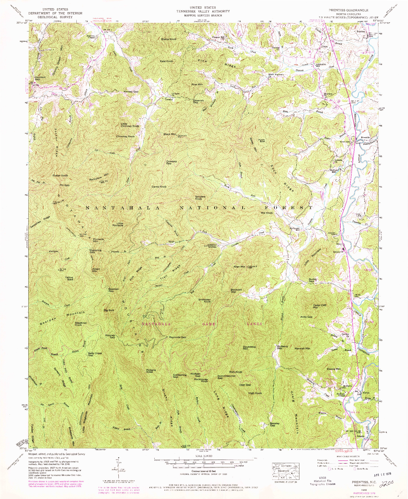 USGS 1:24000-SCALE QUADRANGLE FOR PRENTISS, NC 1946