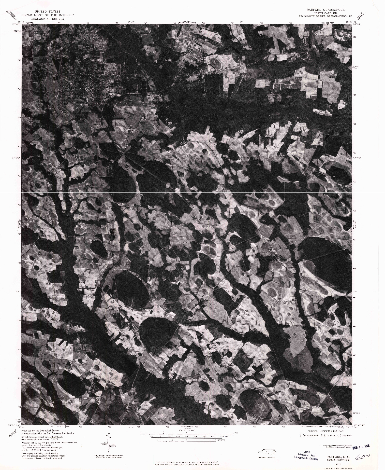 USGS 1:24000-SCALE QUADRANGLE FOR RAEFORD, NC 1976