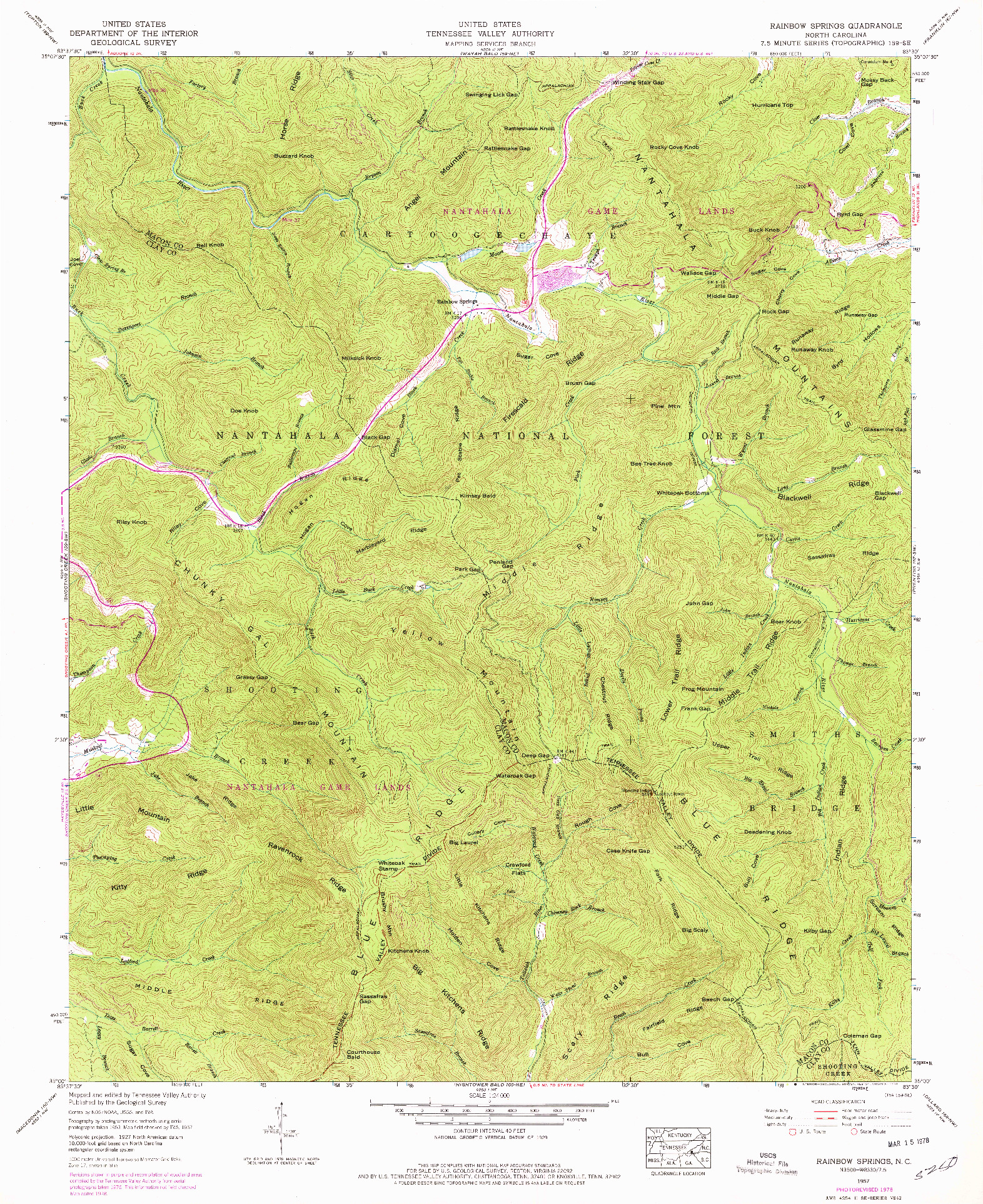 USGS 1:24000-SCALE QUADRANGLE FOR RAINBOW SPRINGS, NC 1957