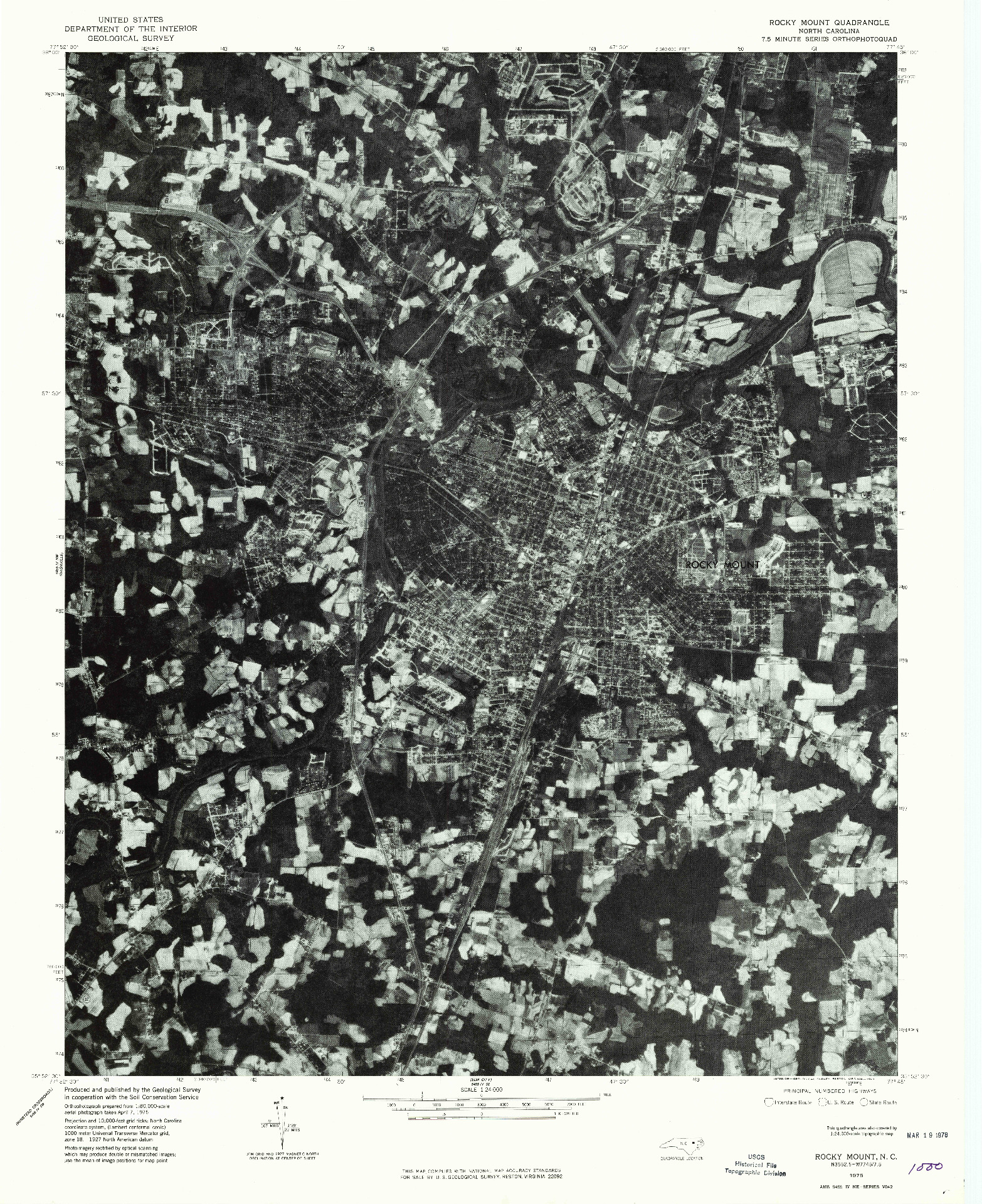 USGS 1:24000-SCALE QUADRANGLE FOR ROCKY MOUNT, NC 1975