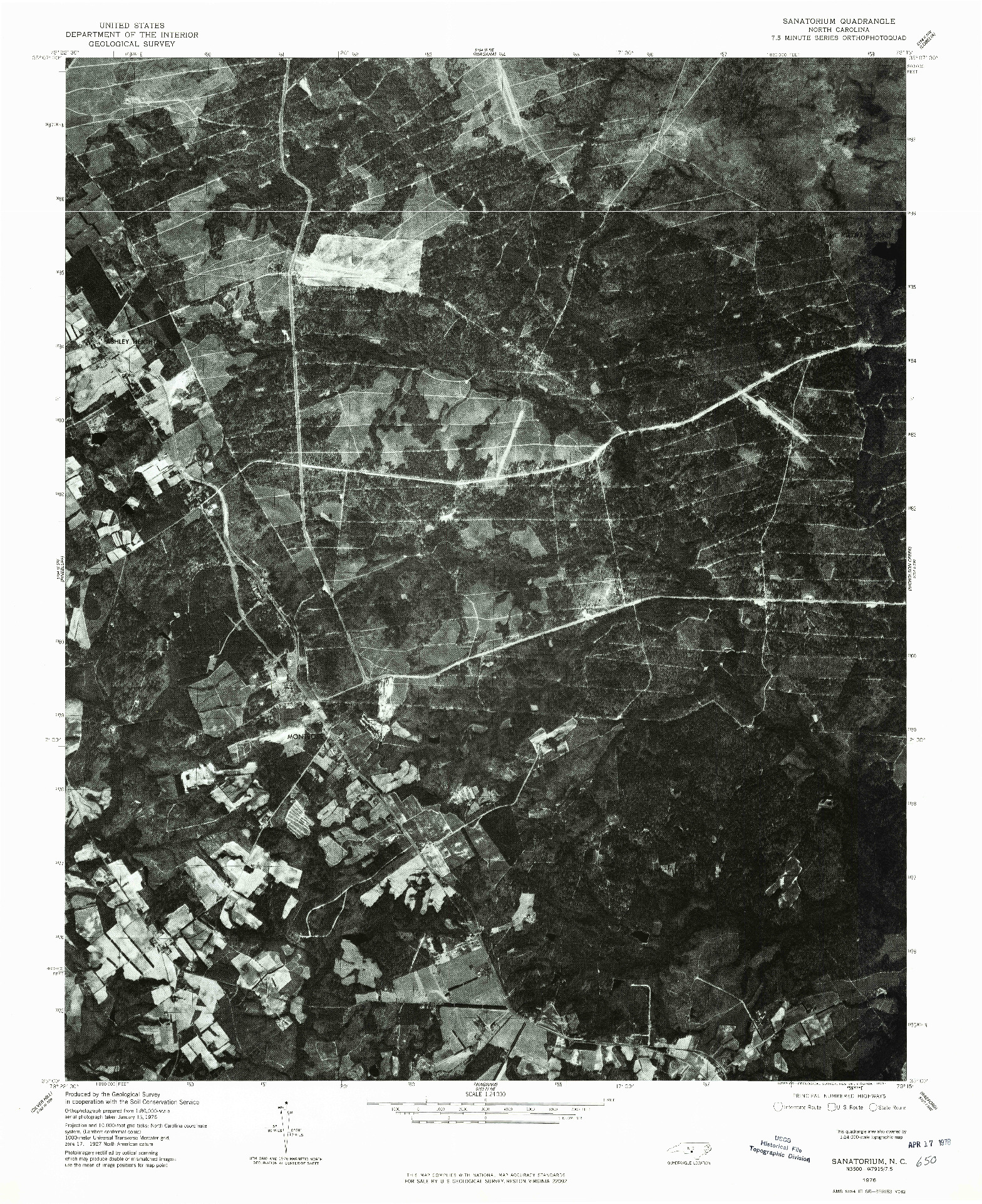 USGS 1:24000-SCALE QUADRANGLE FOR SANATORIUM, NC 1976