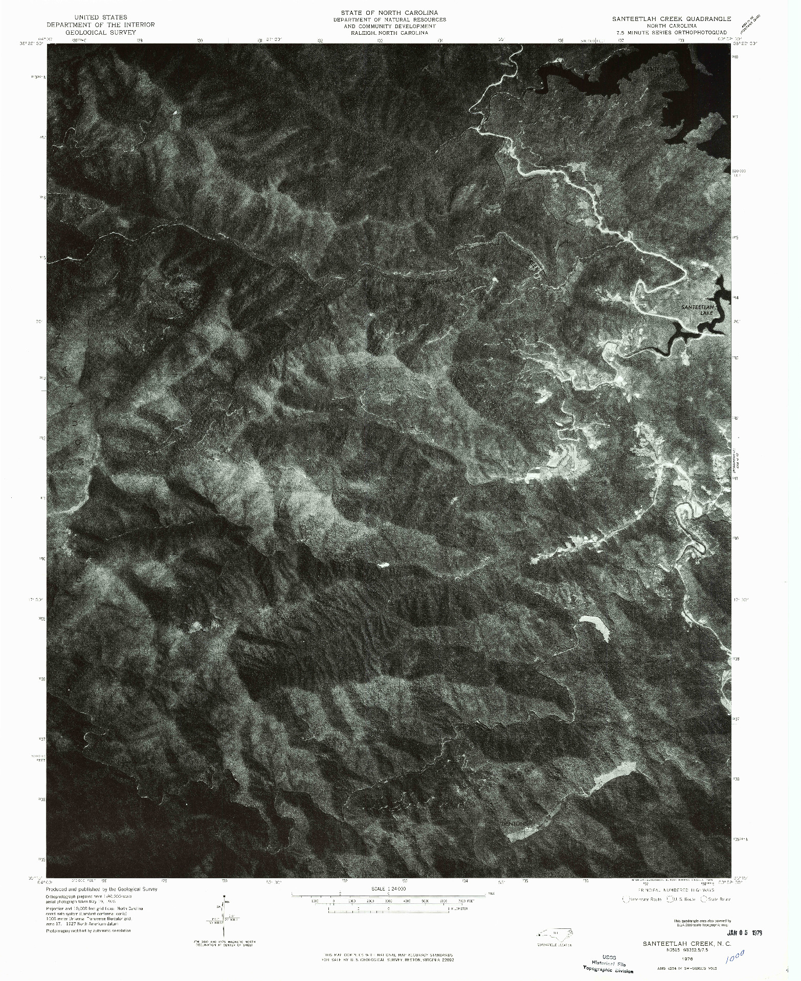 USGS 1:24000-SCALE QUADRANGLE FOR SANTEETLAH CREEK, NC 1976