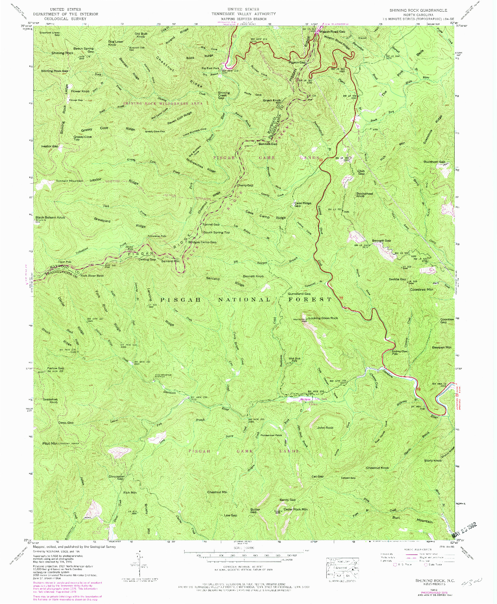 USGS 1:24000-SCALE QUADRANGLE FOR SHINING ROCK, NC 1946
