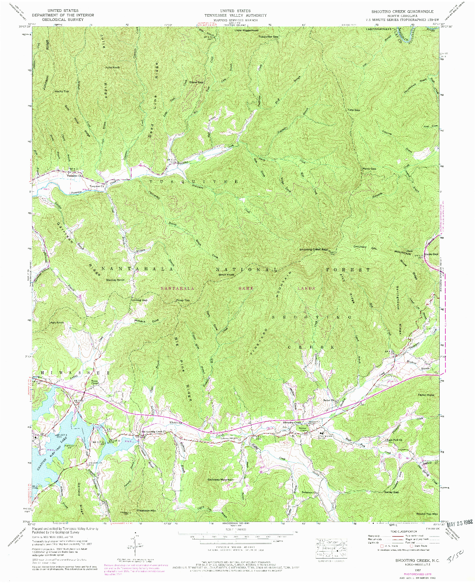 USGS 1:24000-SCALE QUADRANGLE FOR SHOOTING CREEK, NC 1957