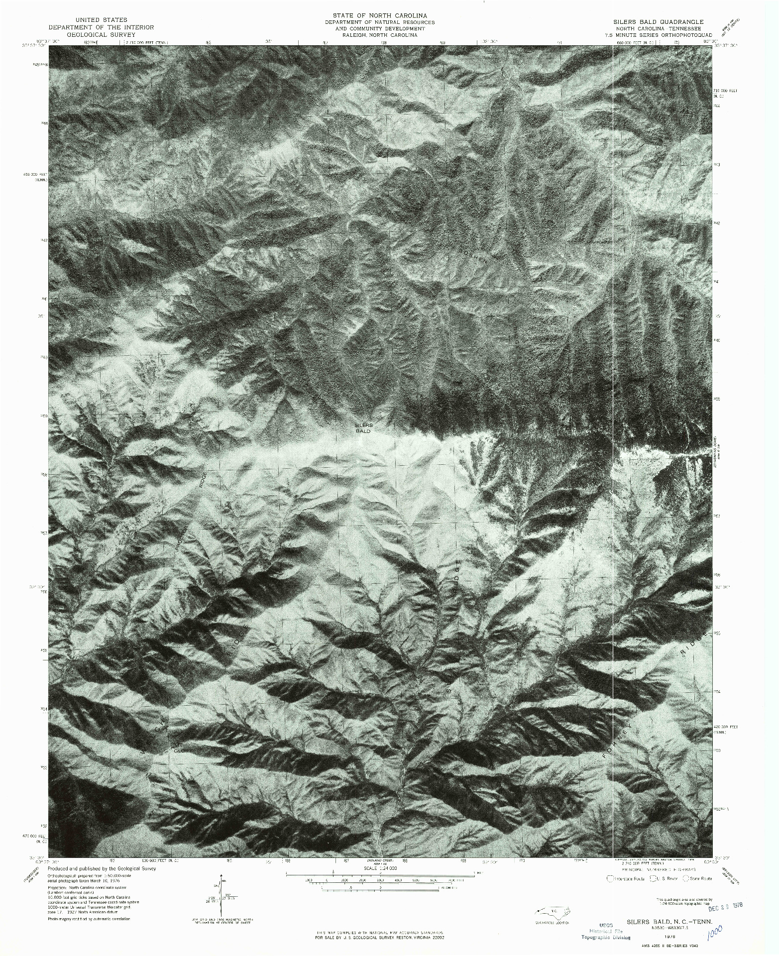 USGS 1:24000-SCALE QUADRANGLE FOR SILERS BALD, NC 1976