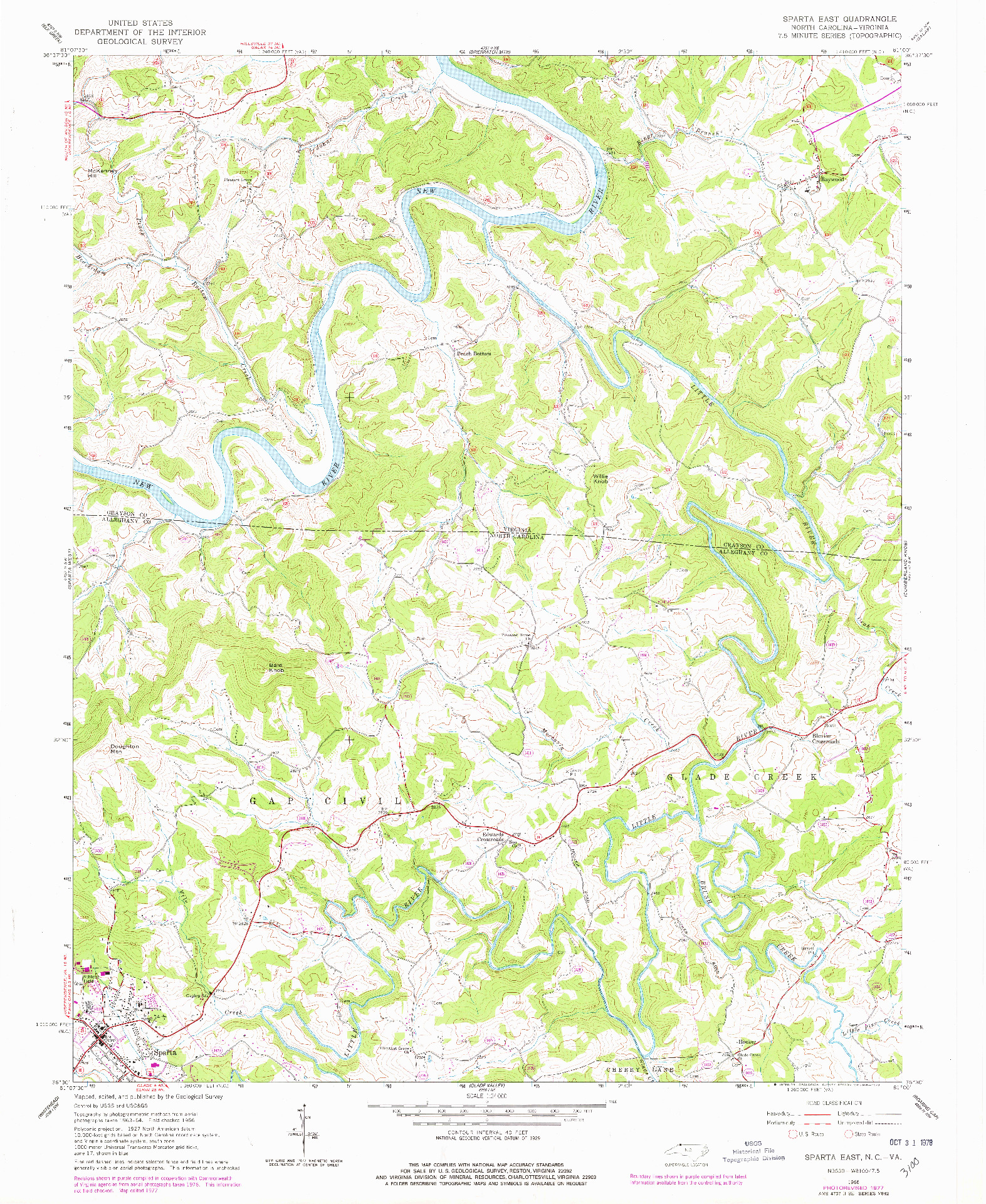 USGS 1:24000-SCALE QUADRANGLE FOR SPARTA EAST, NC 1966