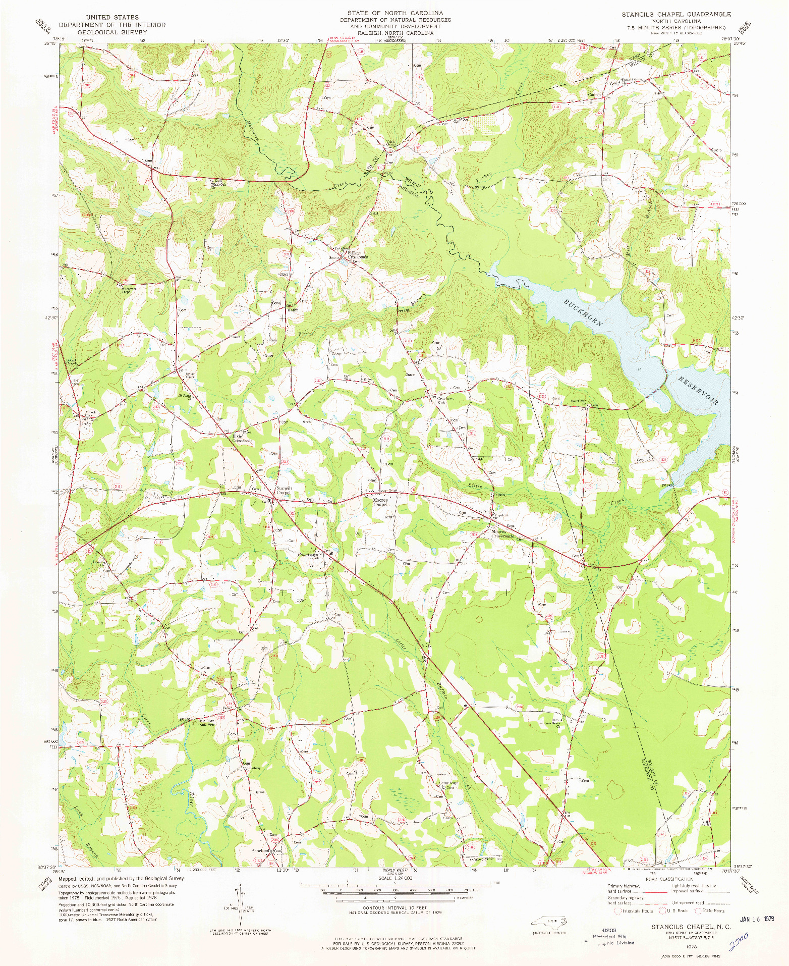 USGS 1:24000-SCALE QUADRANGLE FOR STANCILS CHAPEL, NC 1978