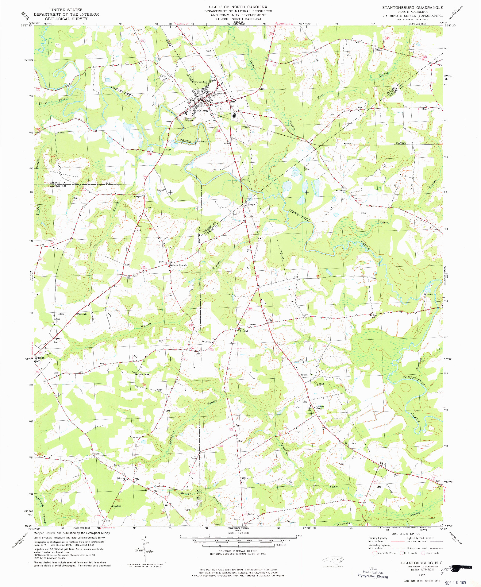 USGS 1:24000-SCALE QUADRANGLE FOR STANTONSBURG, NC 1978