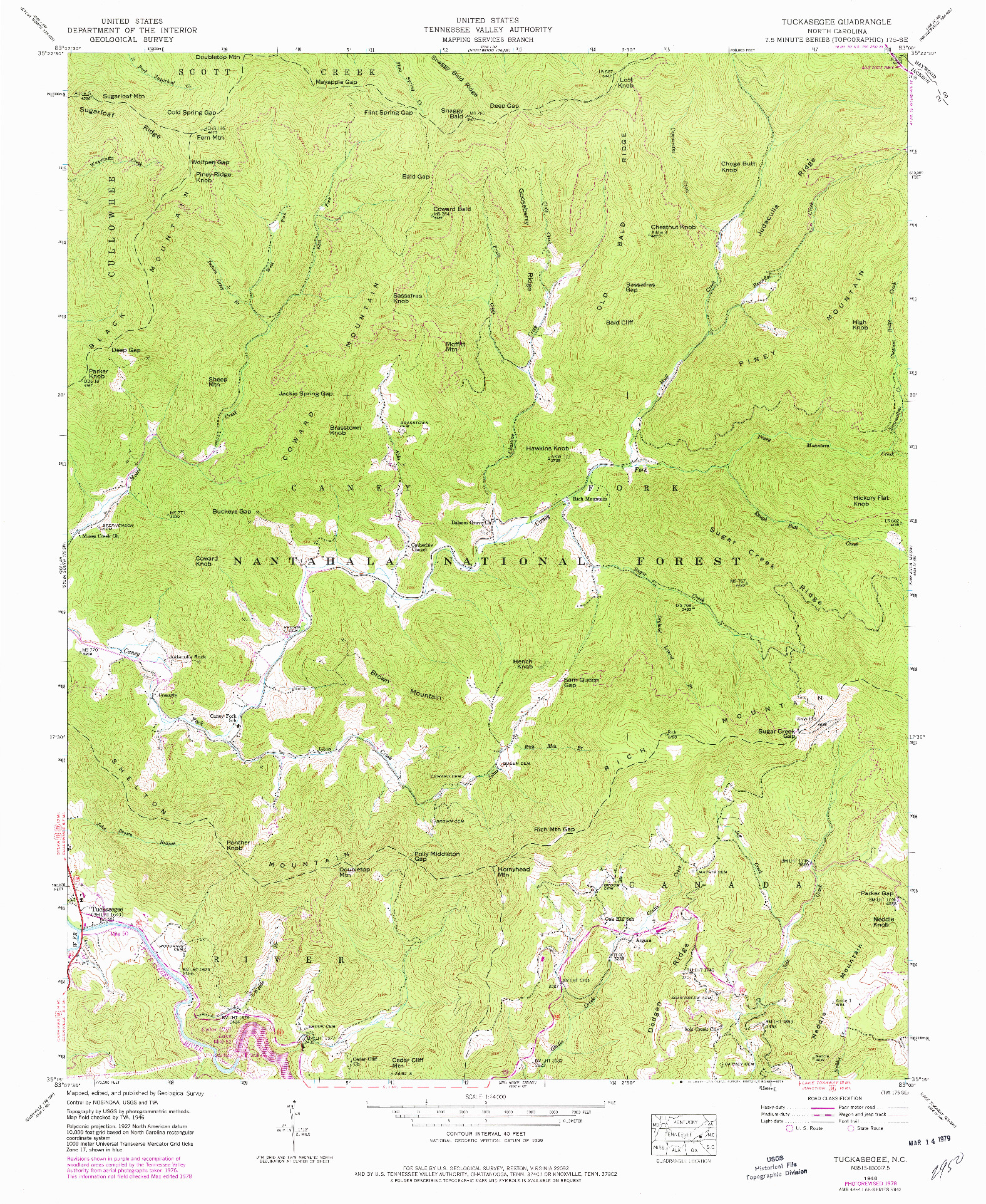 USGS 1:24000-SCALE QUADRANGLE FOR TUCKASEGEE, NC 1946