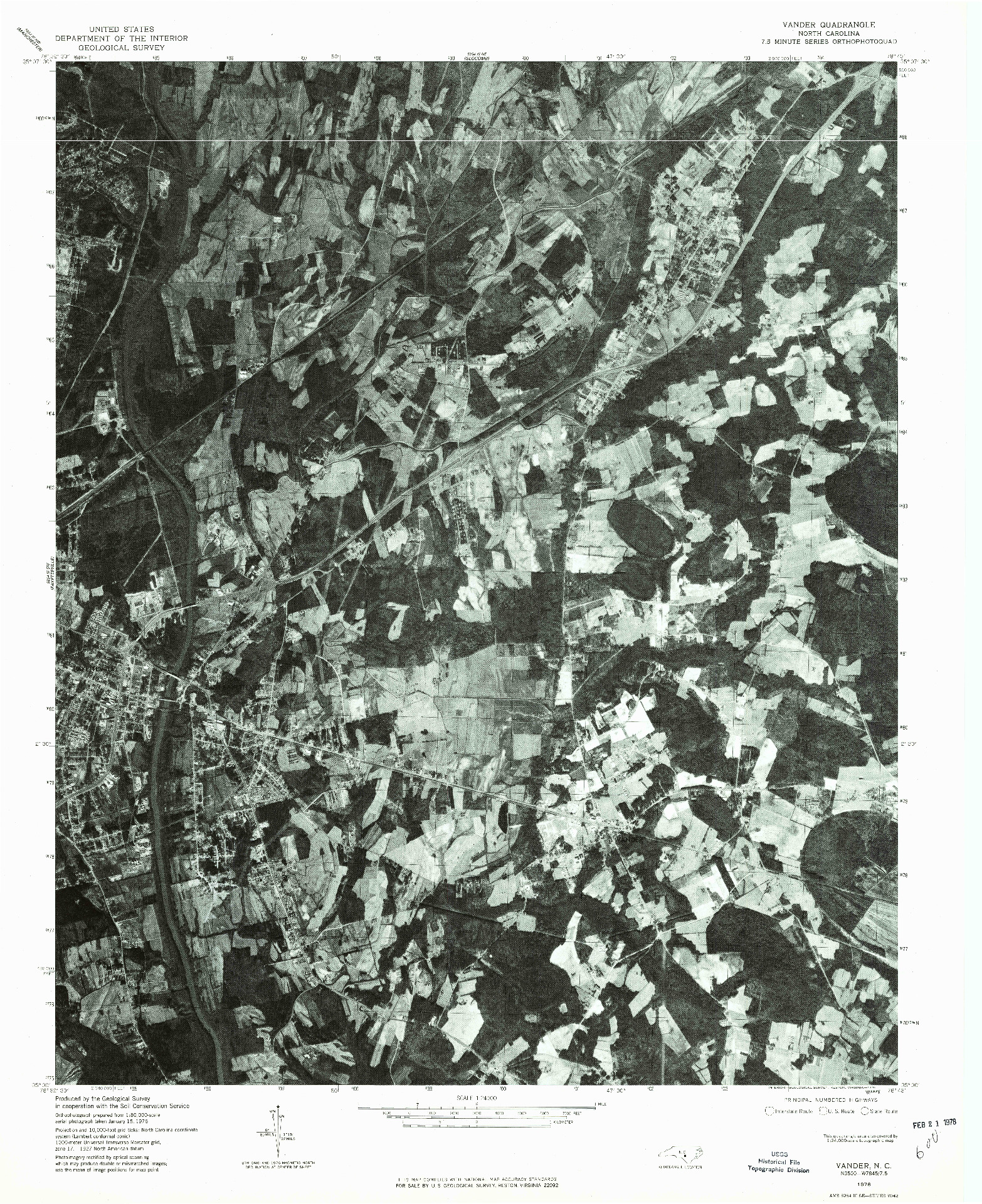 USGS 1:24000-SCALE QUADRANGLE FOR VANDER, NC 1976