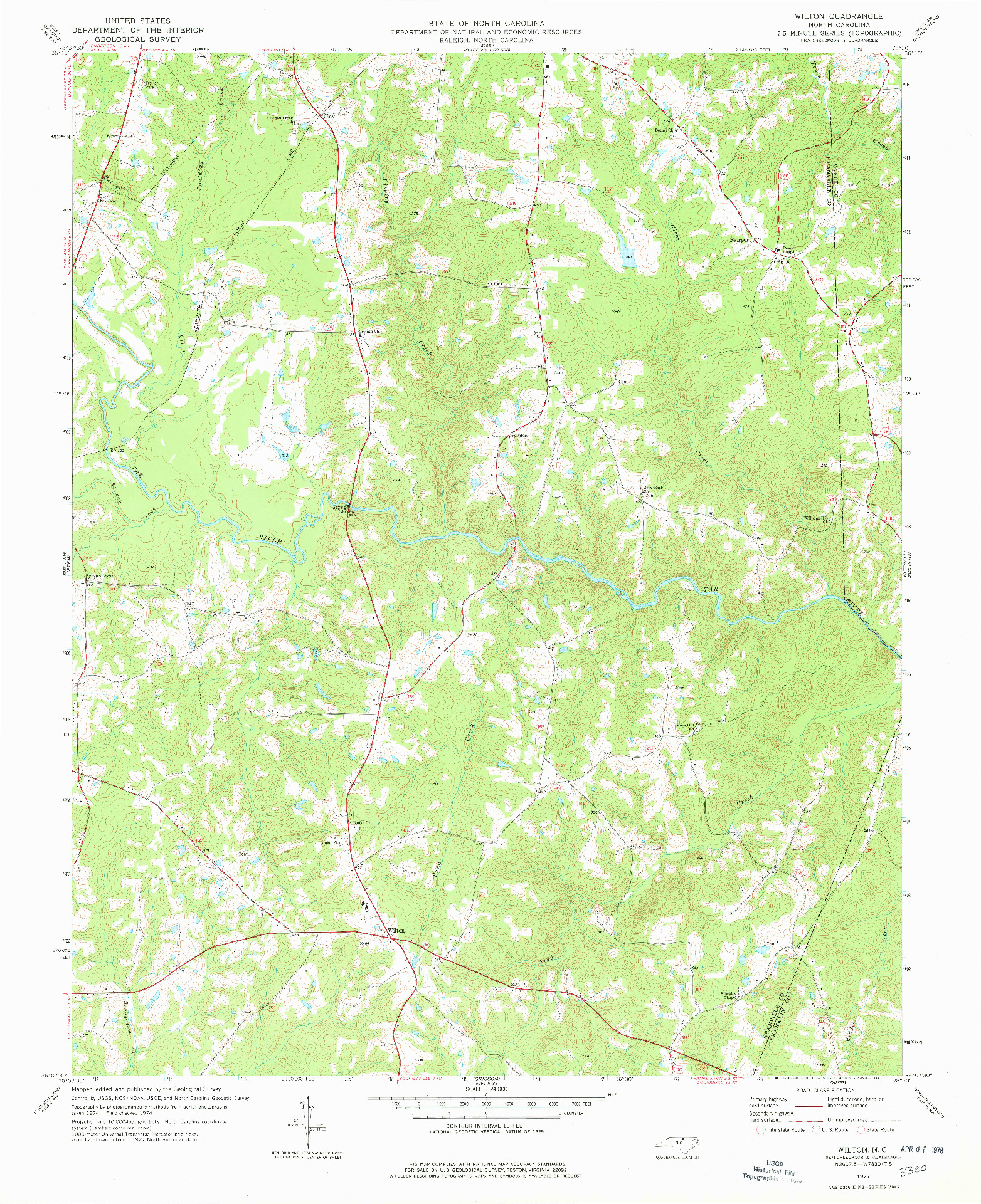USGS 1:24000-SCALE QUADRANGLE FOR WILTON, NC 1977