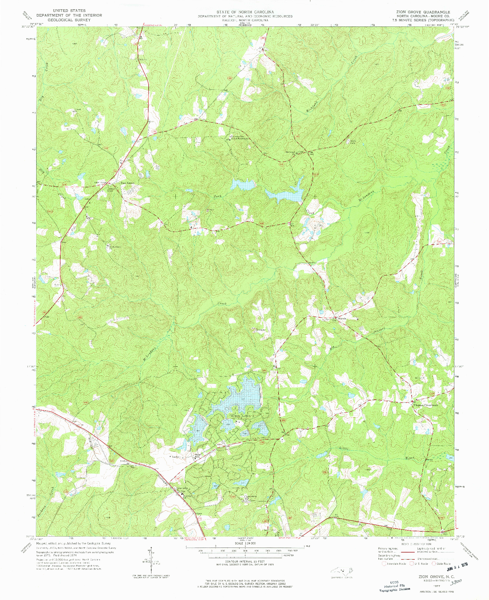 USGS 1:24000-SCALE QUADRANGLE FOR ZION GROVE, NC 1977
