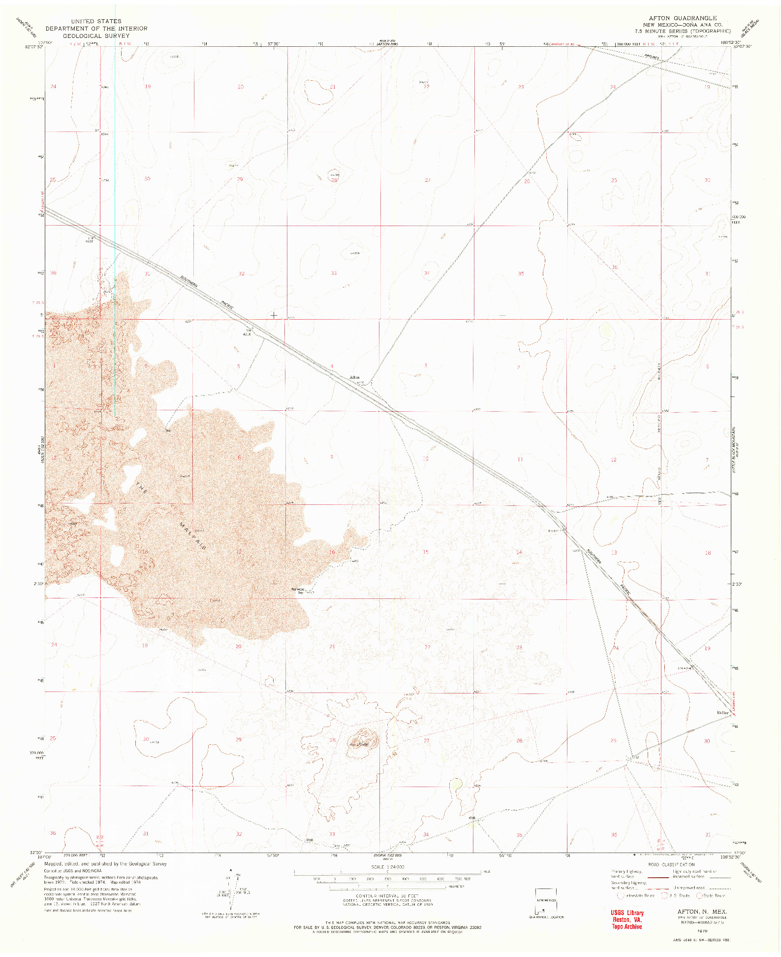 USGS 1:24000-SCALE QUADRANGLE FOR AFTON, NM 1978