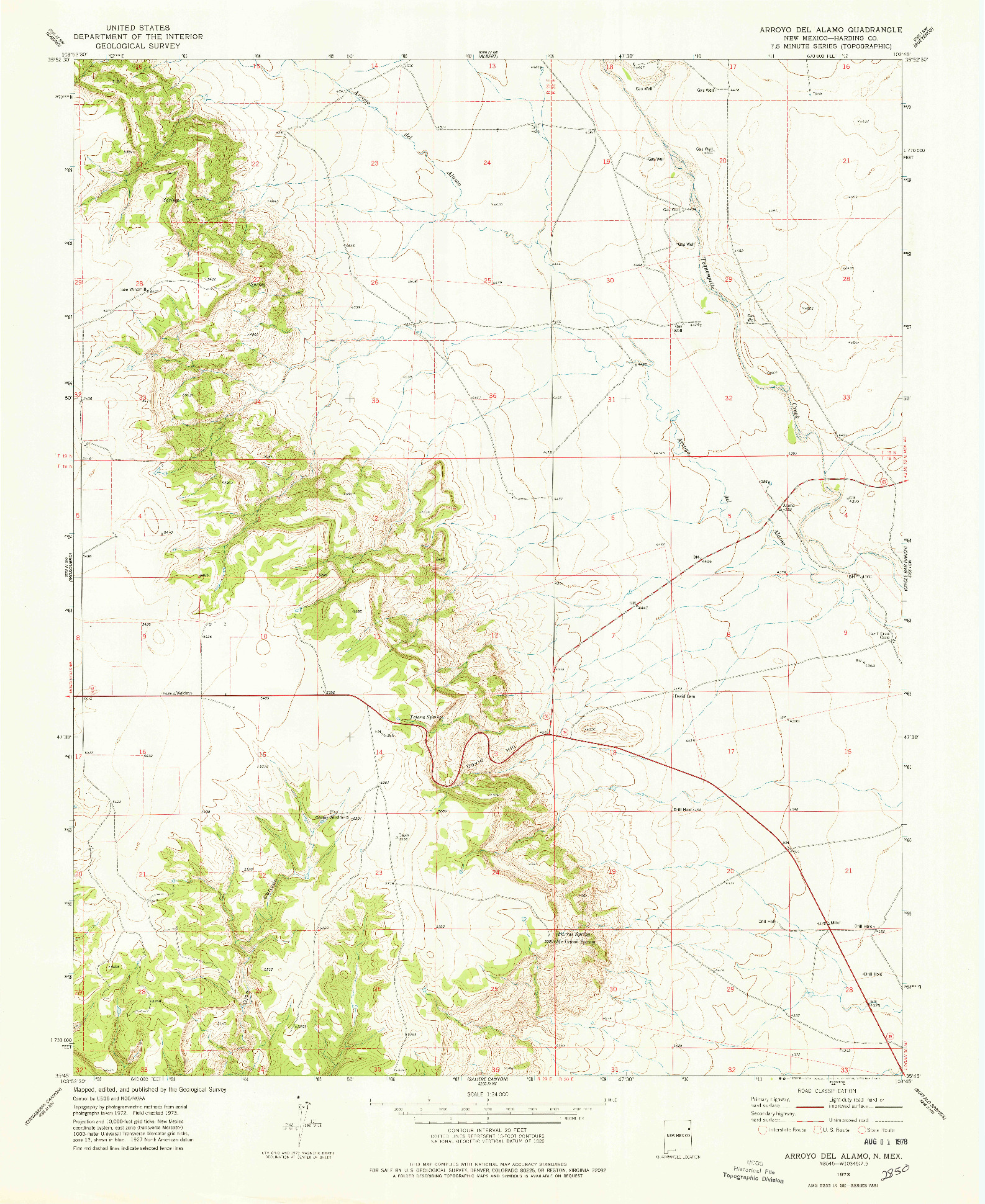 USGS 1:24000-SCALE QUADRANGLE FOR ARROYO DEL ALAMO, NM 1973
