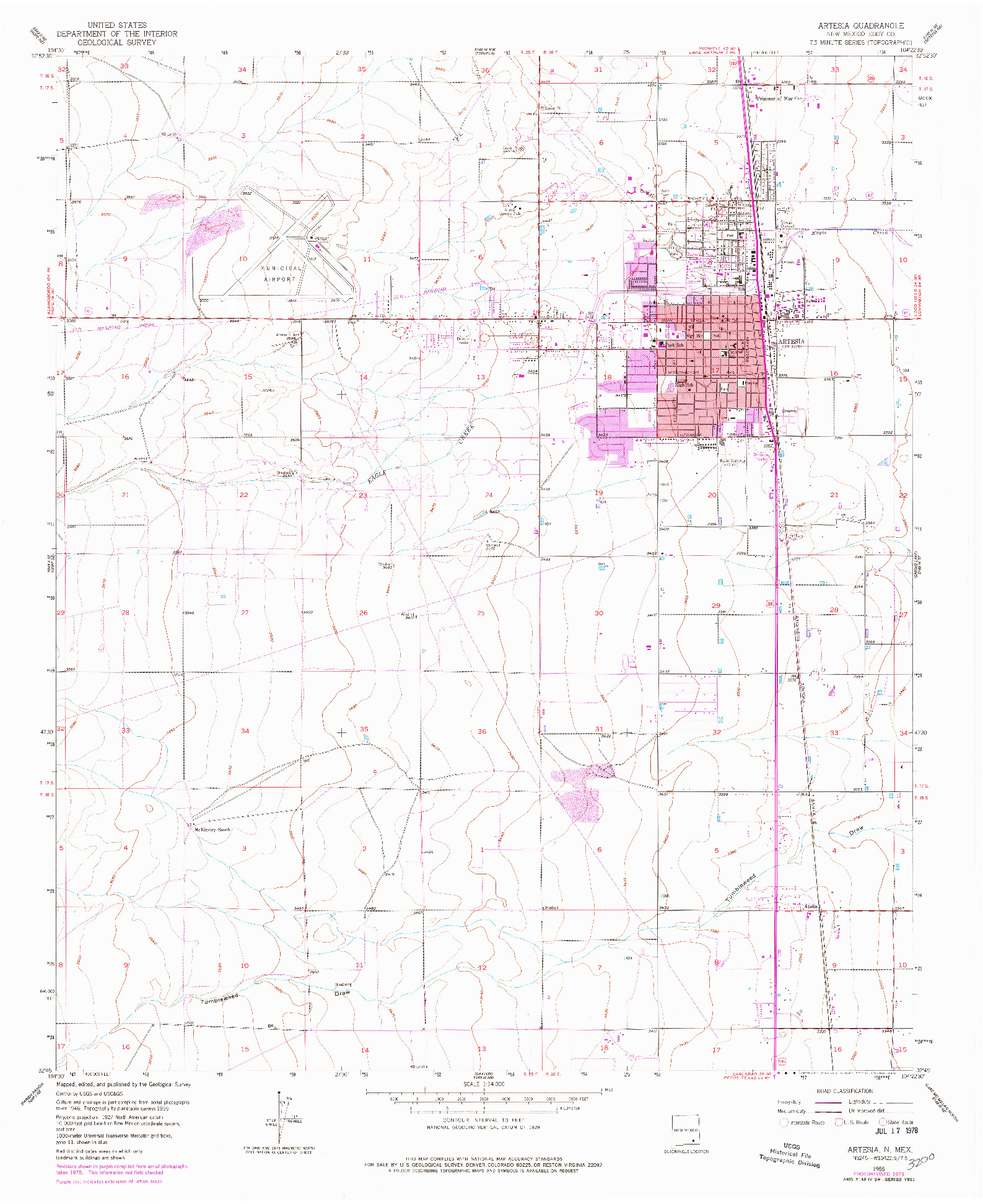 USGS 1:24000-SCALE QUADRANGLE FOR ARTESIA, NM 1955