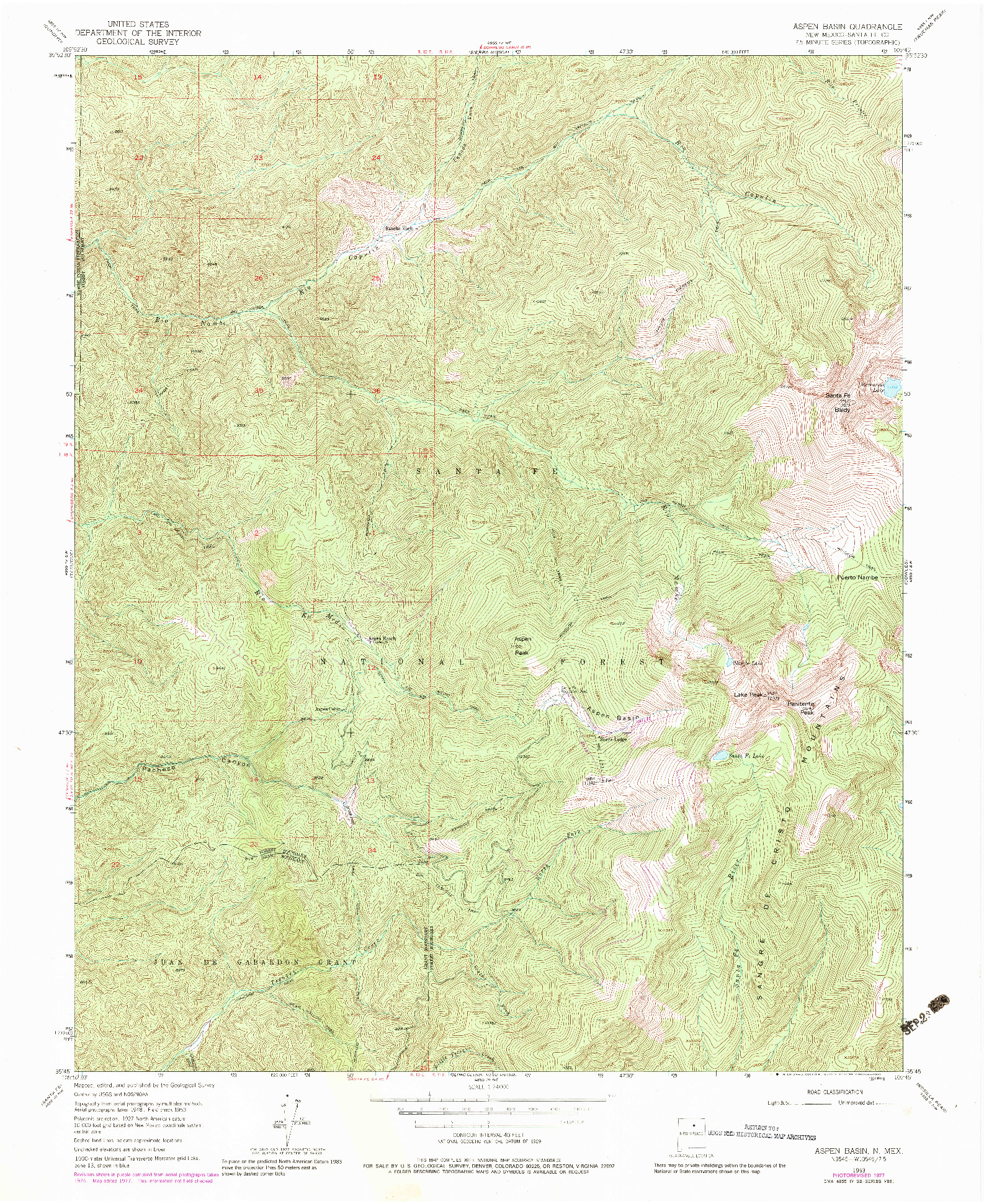 USGS 1:24000-SCALE QUADRANGLE FOR ASPEN BASIN, NM 1953