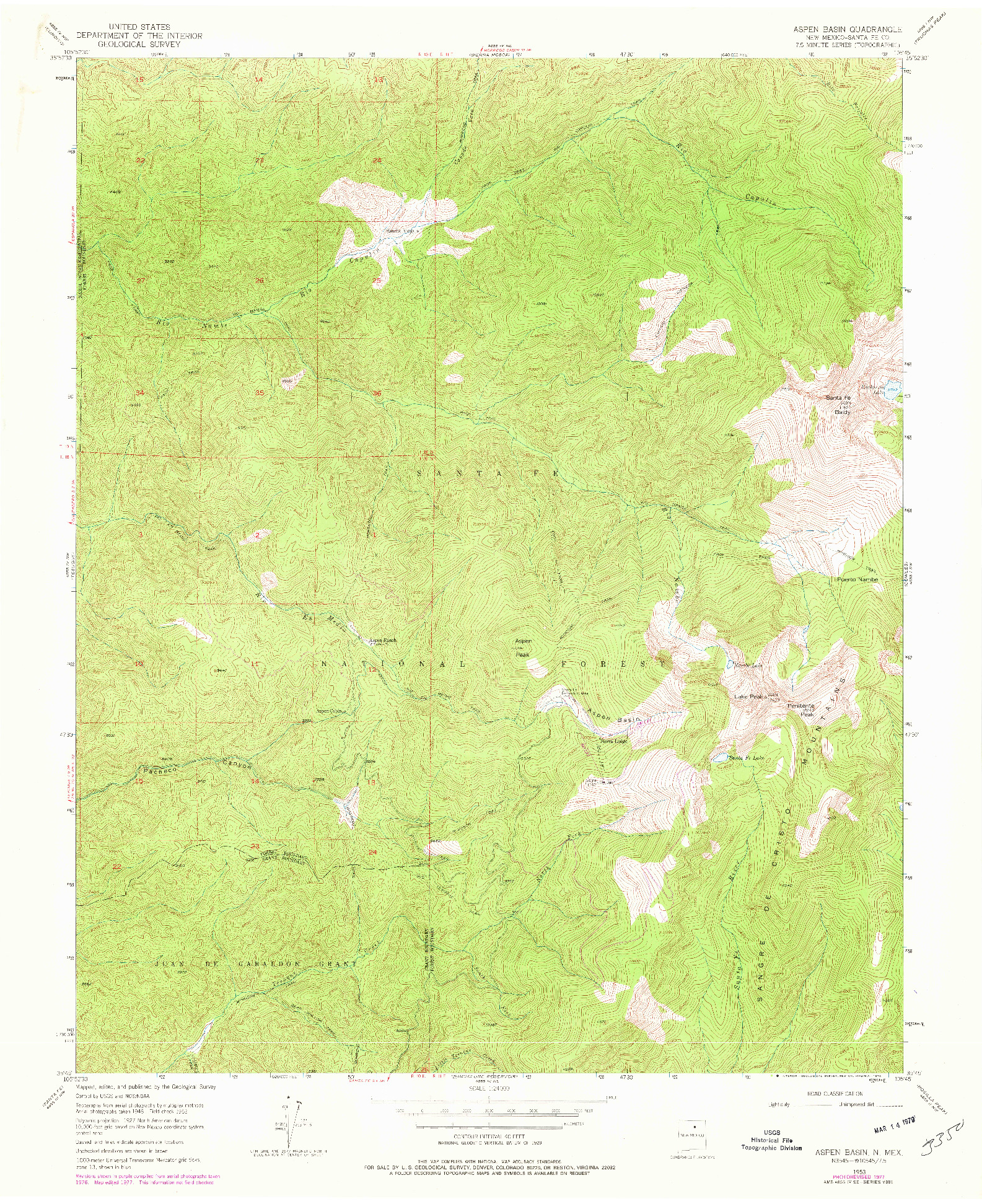 USGS 1:24000-SCALE QUADRANGLE FOR ASPEN BASIN, NM 1953