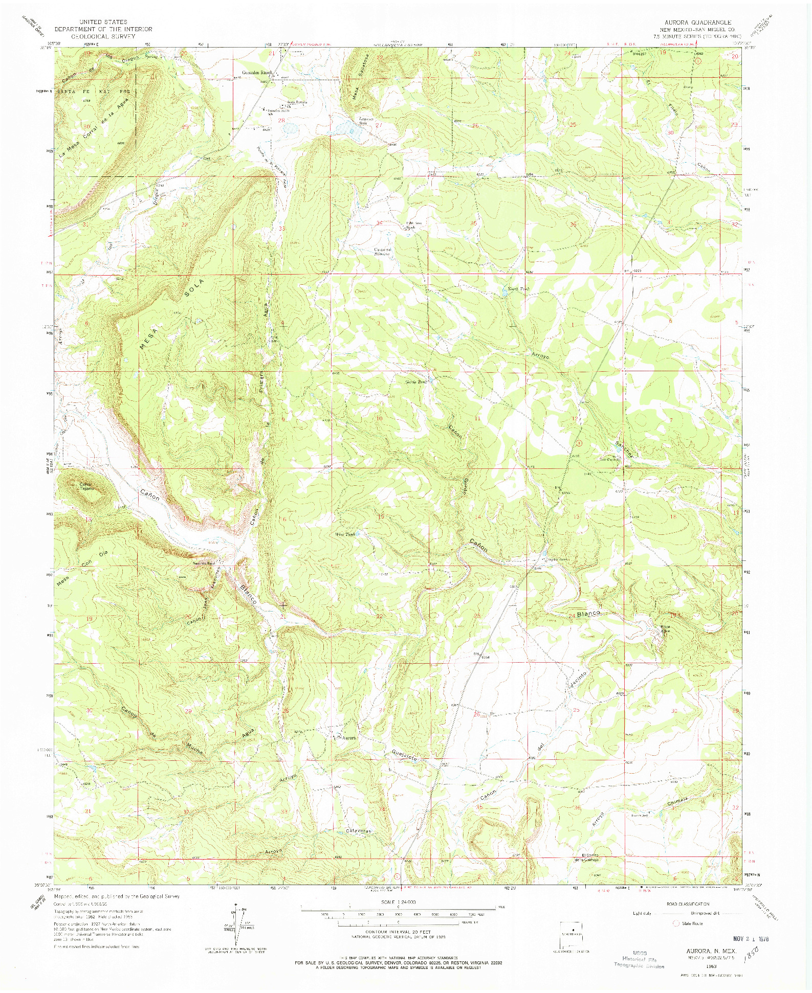 USGS 1:24000-SCALE QUADRANGLE FOR AURORA, NM 1963