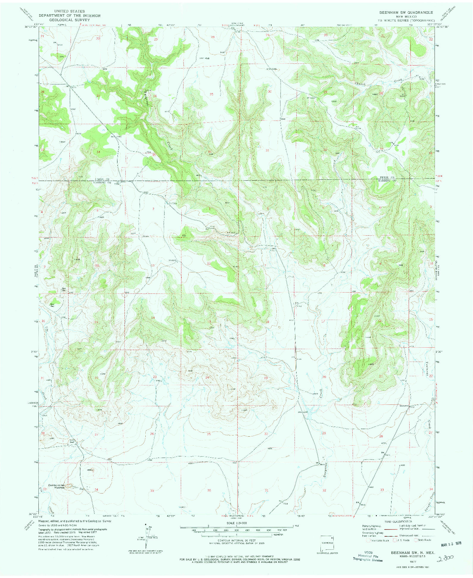 USGS 1:24000-SCALE QUADRANGLE FOR BEENHAM SW, NM 1977