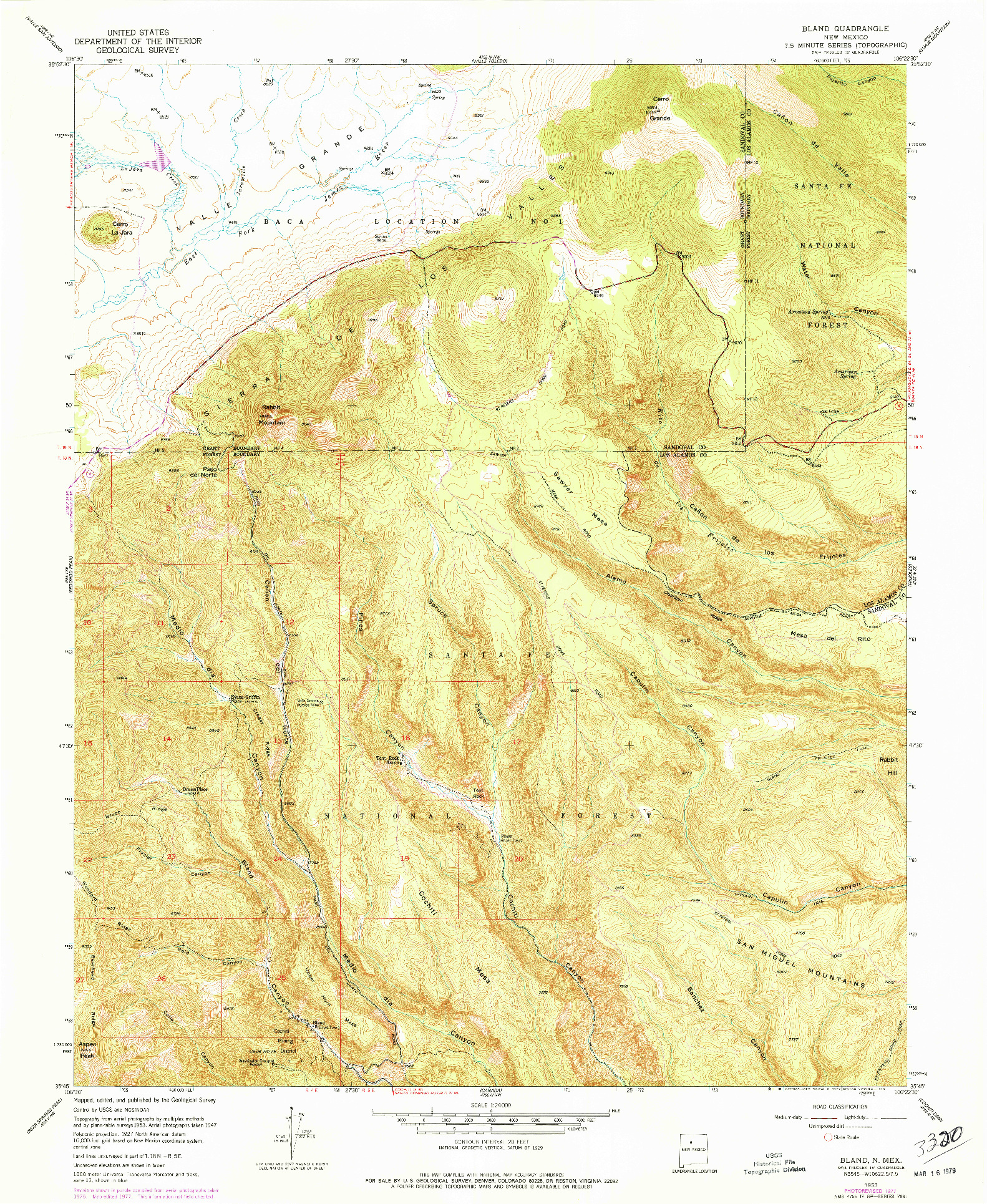 USGS 1:24000-SCALE QUADRANGLE FOR BLAND, NM 1953