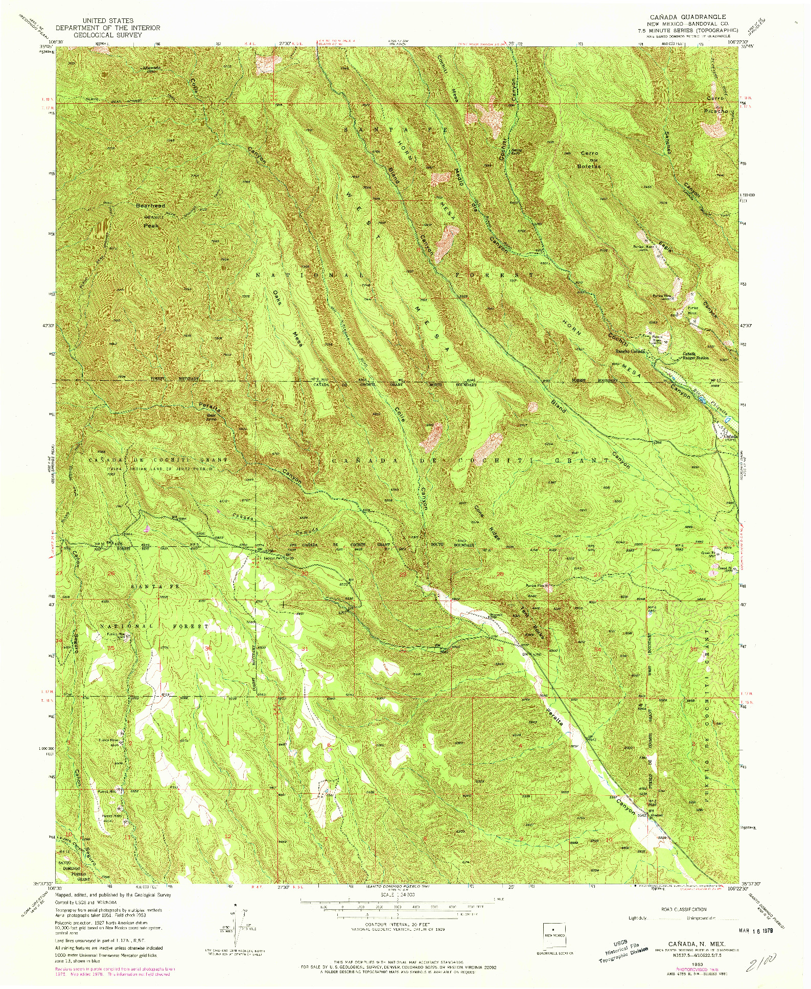 USGS 1:24000-SCALE QUADRANGLE FOR CANADA, NM 1953