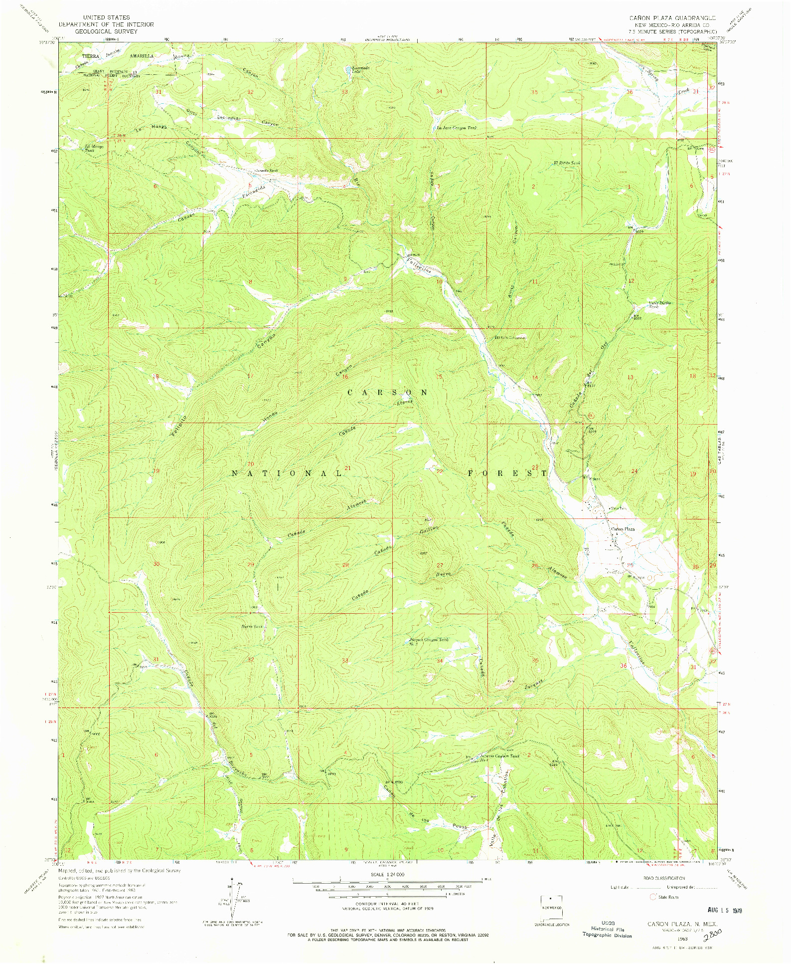 USGS 1:24000-SCALE QUADRANGLE FOR CANON PLAZA, NM 1963