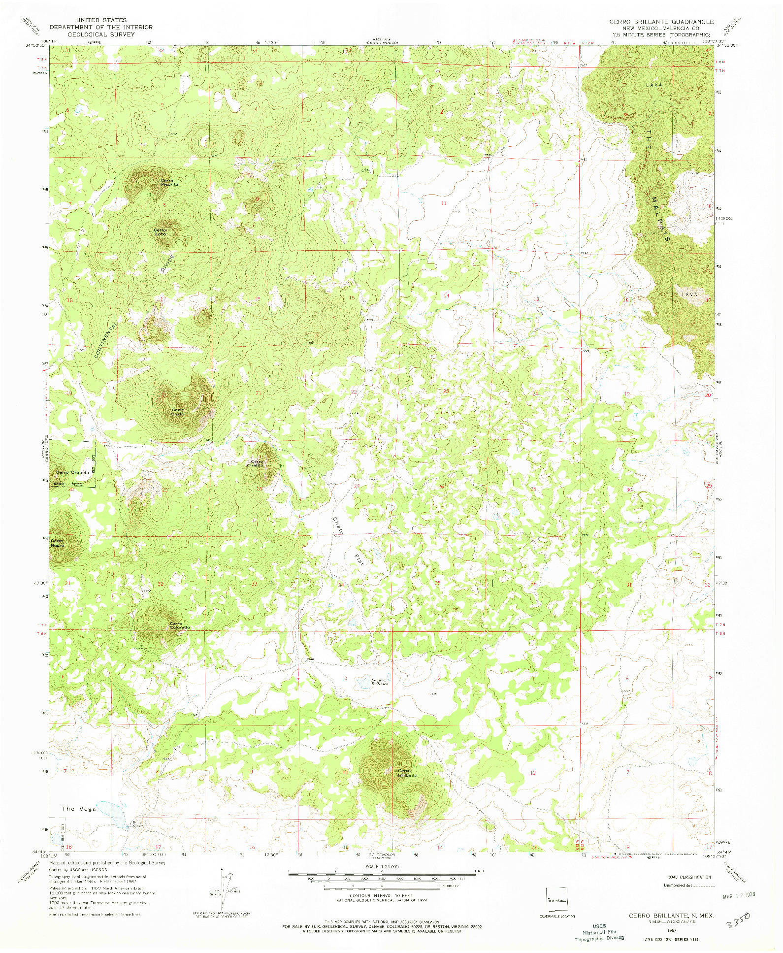 USGS 1:24000-SCALE QUADRANGLE FOR CERRO BRILLANTE, NM 1967