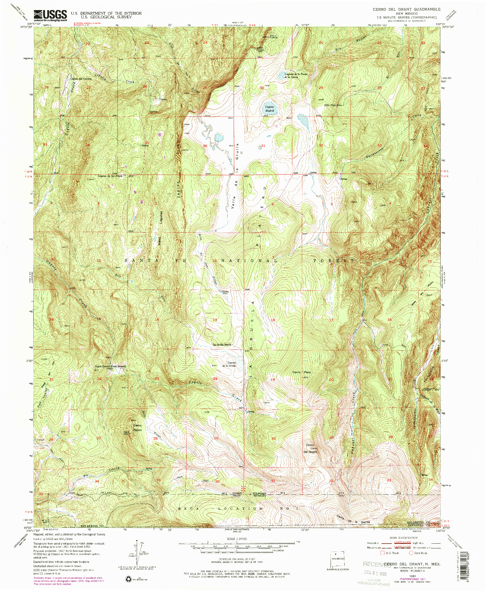 USGS 1:24000-SCALE QUADRANGLE FOR CERRO DEL GRANT, NM 1953