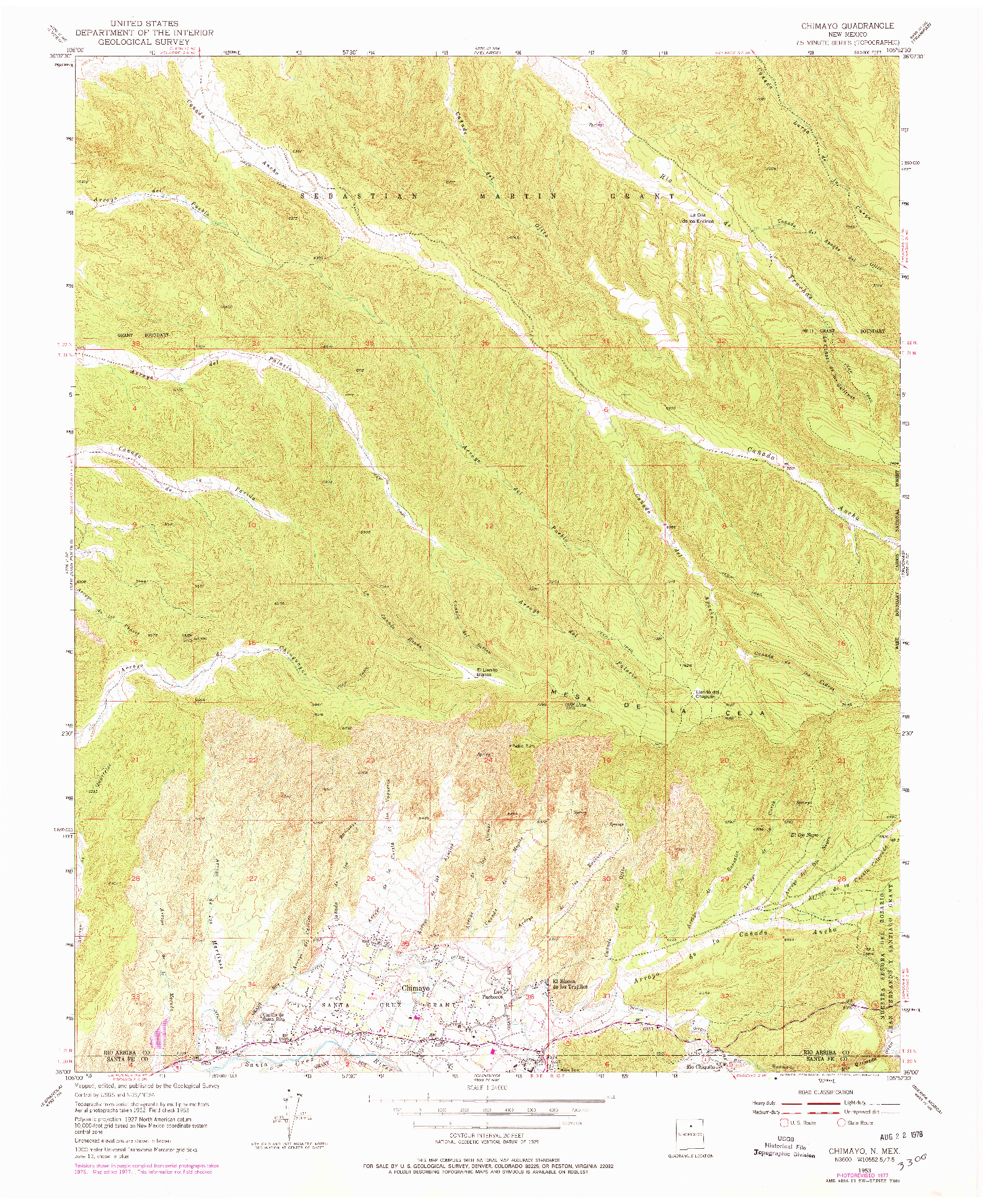 USGS 1:24000-SCALE QUADRANGLE FOR CHIMAYO, NM 1953