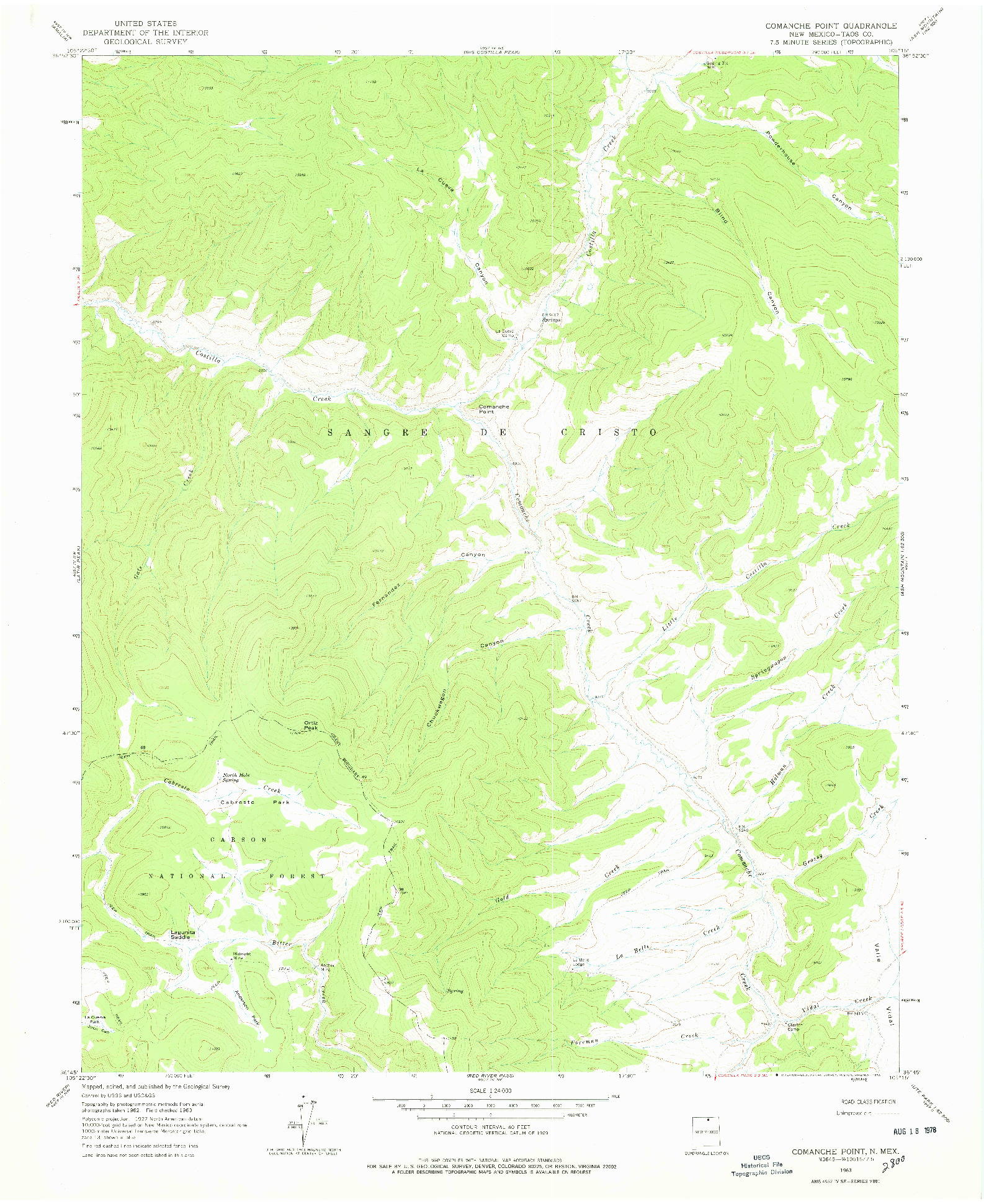 USGS 1:24000-SCALE QUADRANGLE FOR COMANCHE POINT, NM 1963