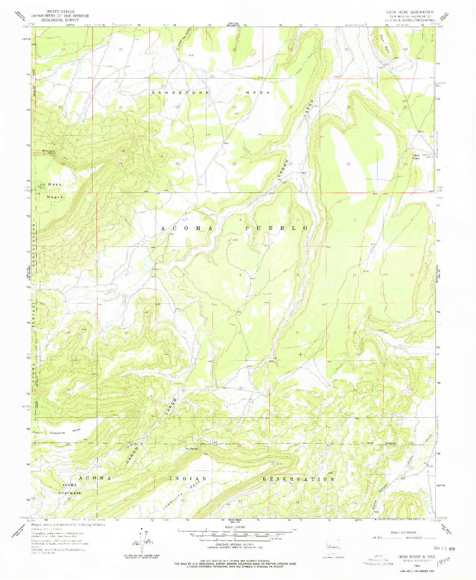 USGS 1:24000-SCALE QUADRANGLE FOR CROW POINT, NM 1961