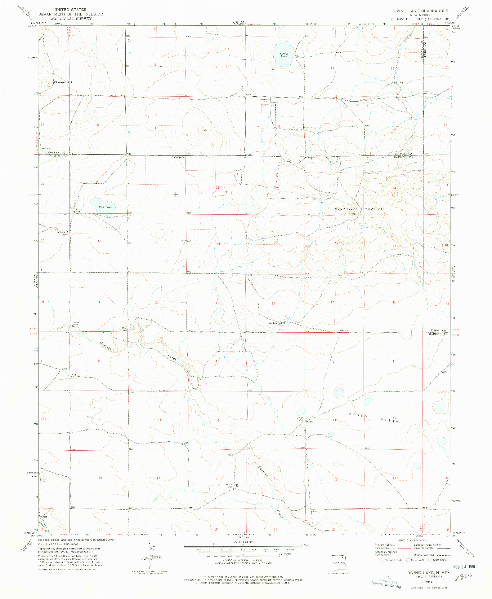 USGS 1:24000-SCALE QUADRANGLE FOR DIVINE LAKE, NM 1974